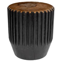 Dime Edge Polished Lychee Wood Side Table