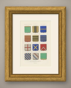 Diminished Heraldic Ordinaries, Antique Chromolithograph, 1851