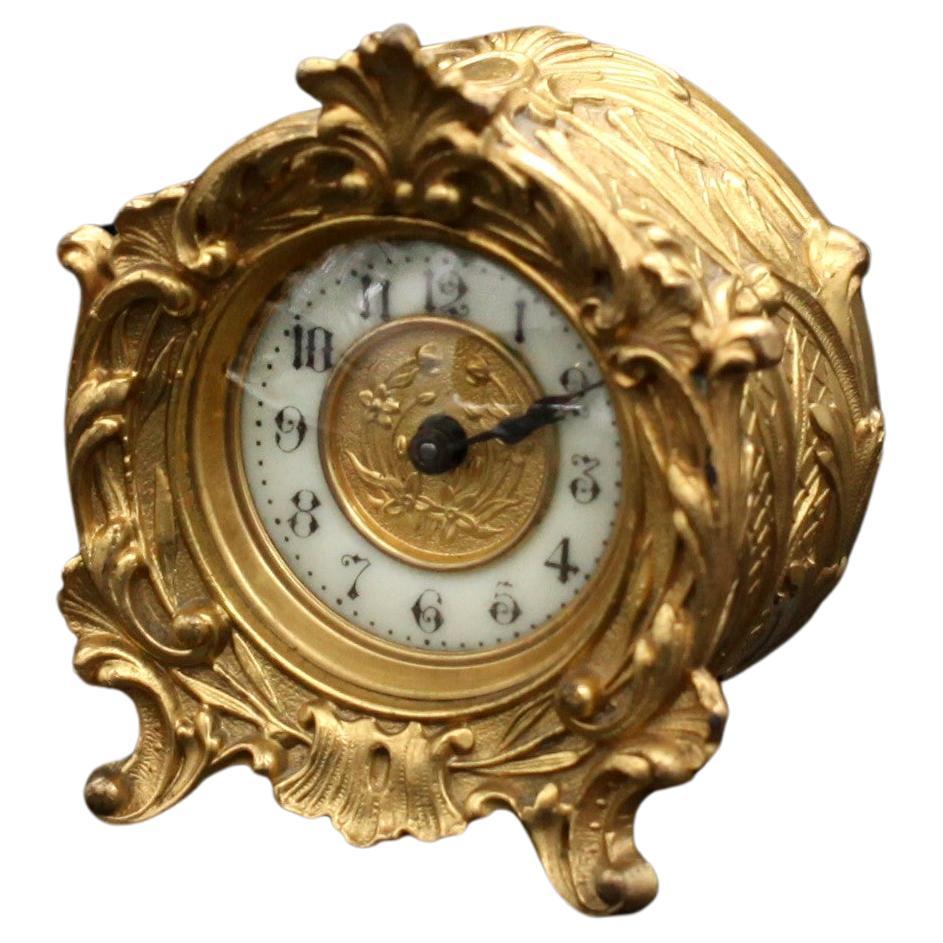 Diminuitive Antique Ansonia Gilded Bronze Clock