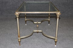 Diminuitive Size Maison Jansen Style Brass Steel Glass Directoire Coffee Table