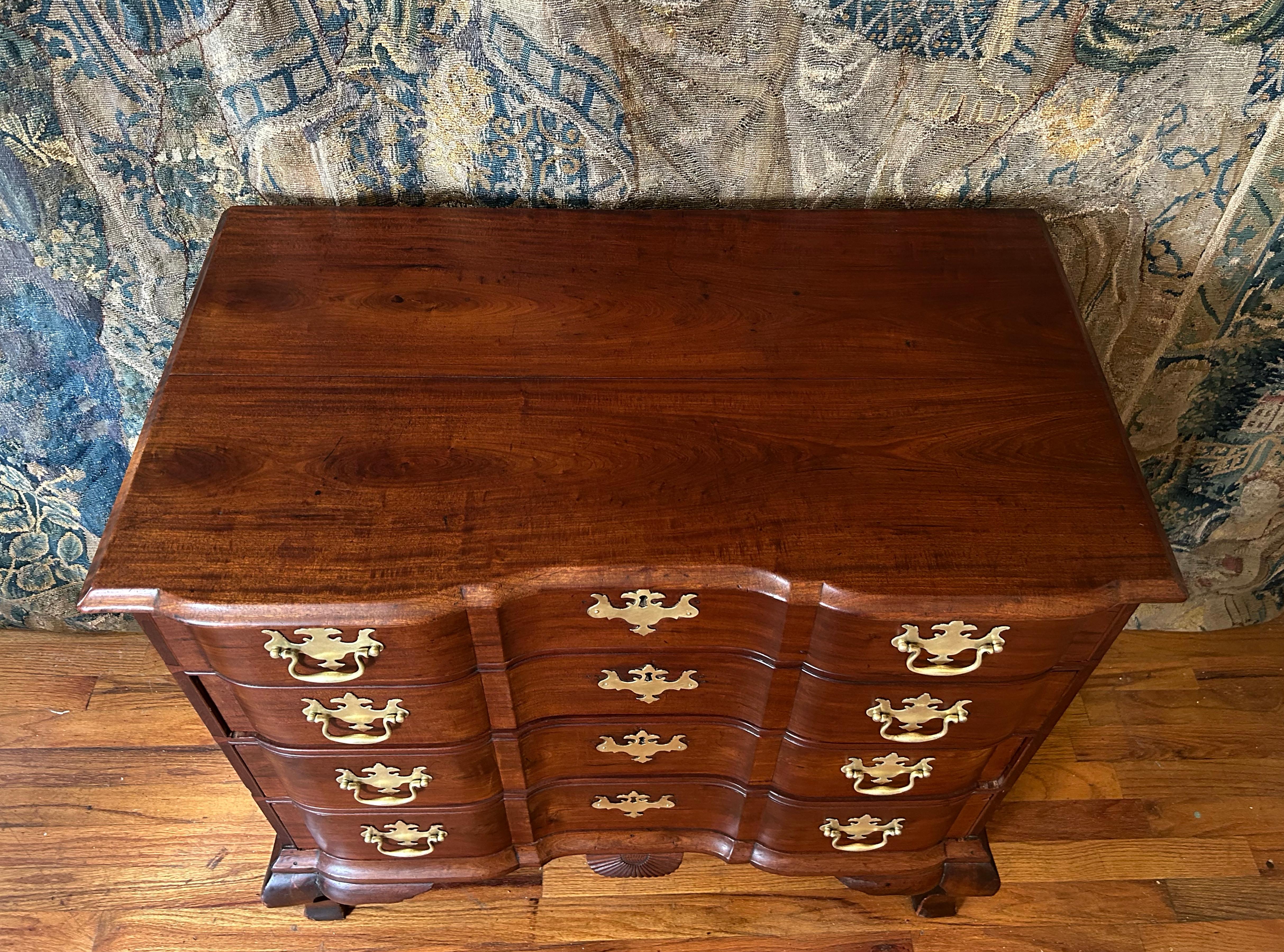 American Colonial Diminutive 18th Century Block-front Boston Chest For Sale