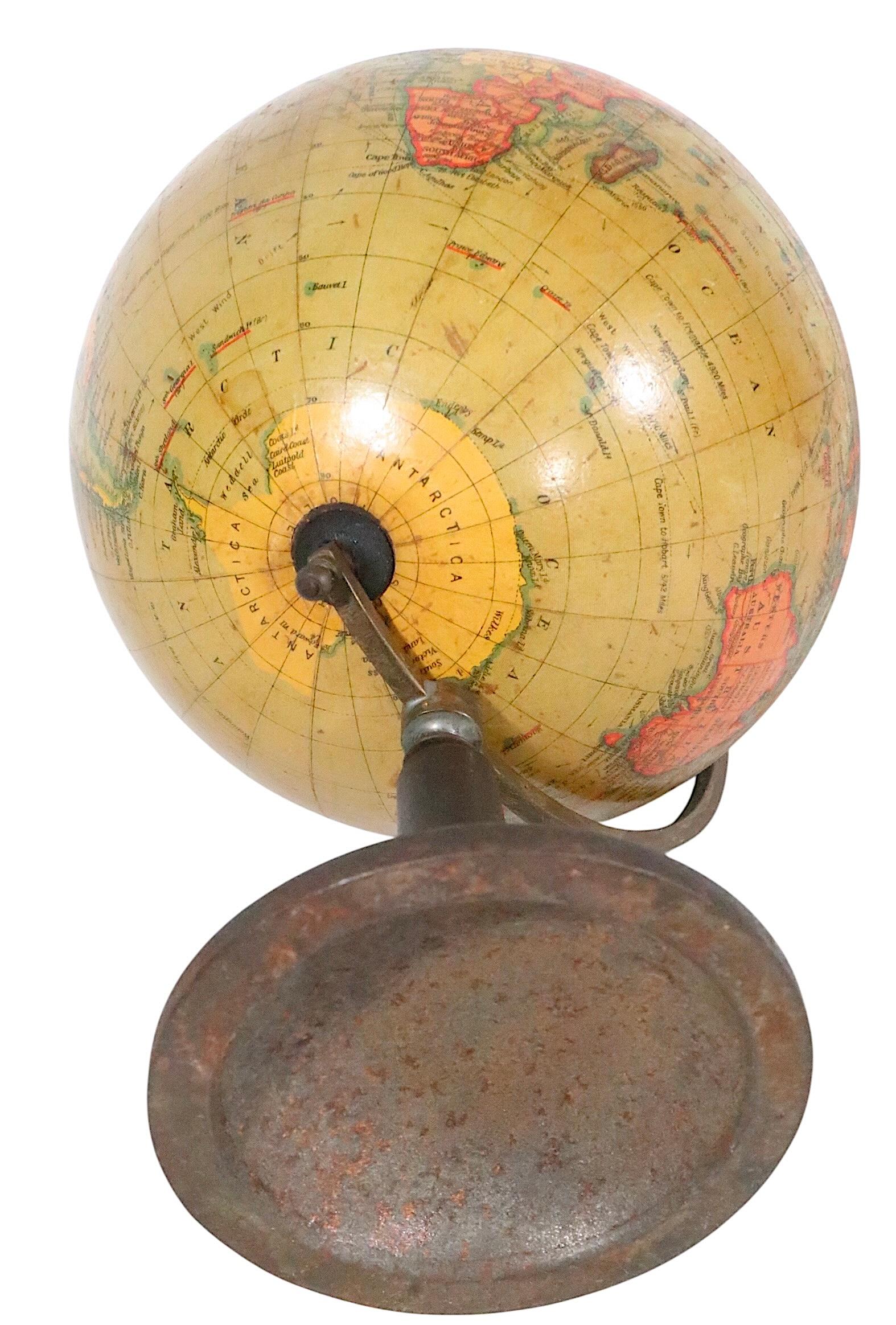 Globo terráqueo diminuto del siglo XIX sobre soporte de Rand McNally en venta 4