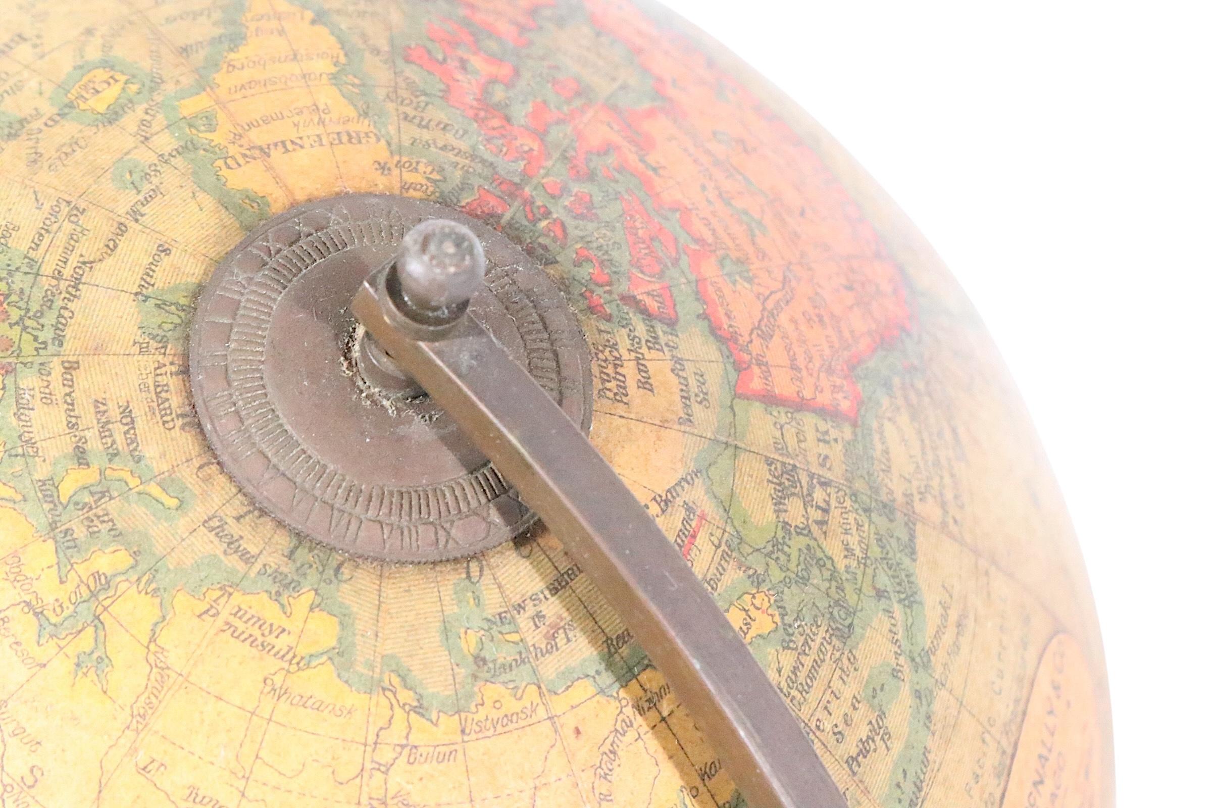 Globo terráqueo diminuto del siglo XIX sobre soporte de Rand McNally en venta 5