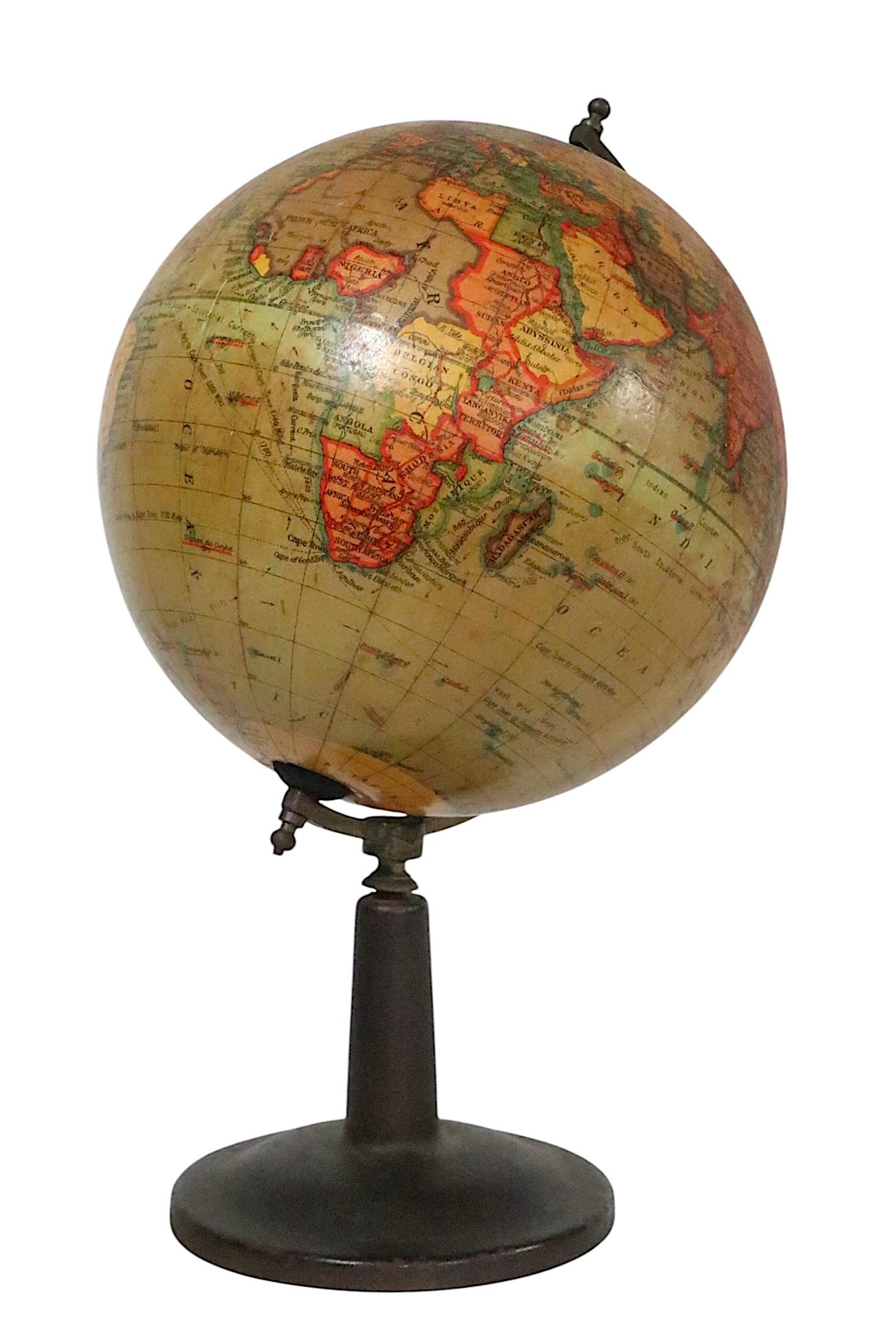 Globo terráqueo diminuto del siglo XIX sobre soporte de Rand McNally en venta 6