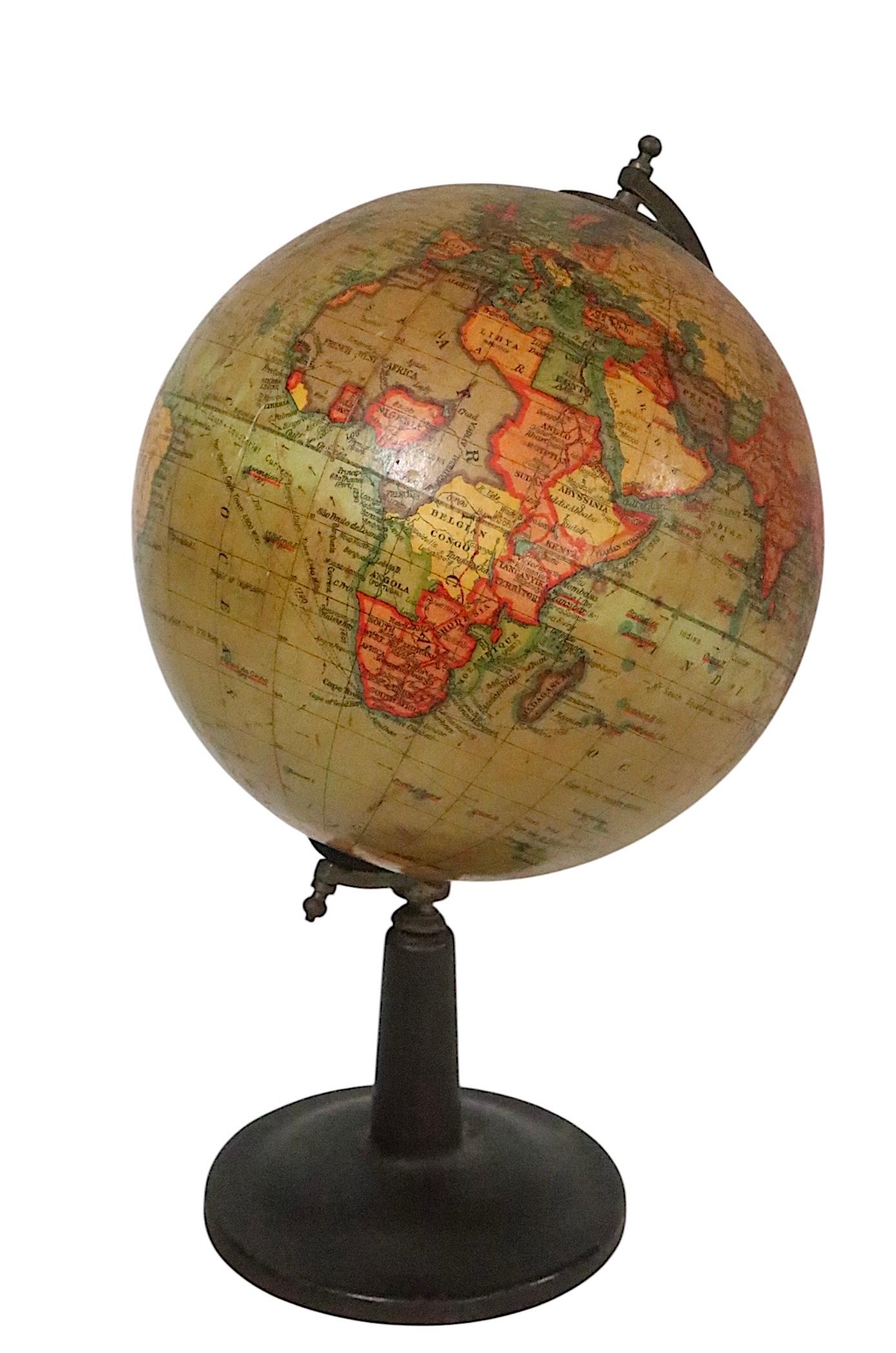 Globo terráqueo diminuto del siglo XIX sobre soporte de Rand McNally en venta 7