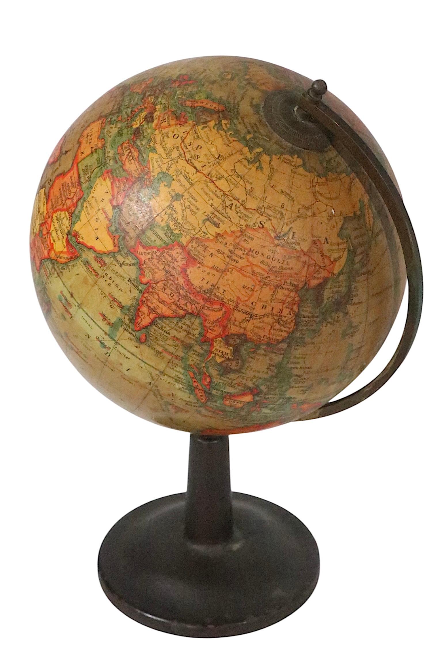 Globo terráqueo diminuto del siglo XIX sobre soporte de Rand McNally en venta 8