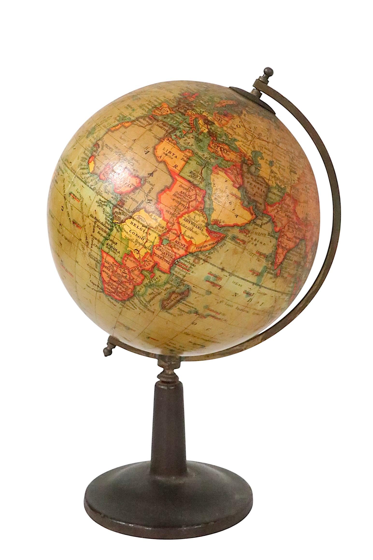 Globo terráqueo diminuto del siglo XIX sobre soporte de Rand McNally en venta 1