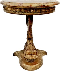 Diminutive 19th Century Carved Dolphin Form Console Table with Marble Top