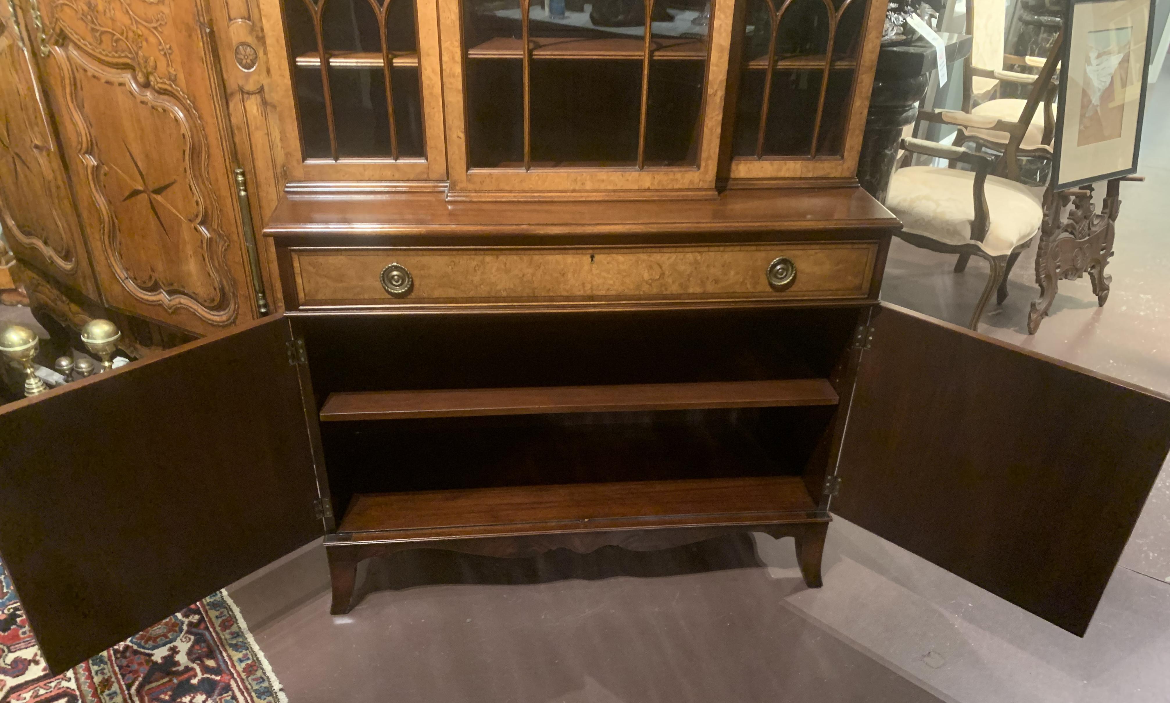 20th Century Diminutive Adam Style Breakfront Bookcase or China Cabinet by F&G Furniture Co