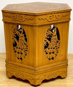 Diminutive American Aesthetic Movement Peacock Motif Pedestal of Side Table