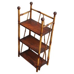 Diminutive Antique Aesthestic Movement Bamboo Three Tier Shelf Etagere Bookcase