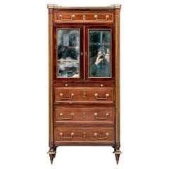 Diminutive Antique Directoire Bookcase Secretary