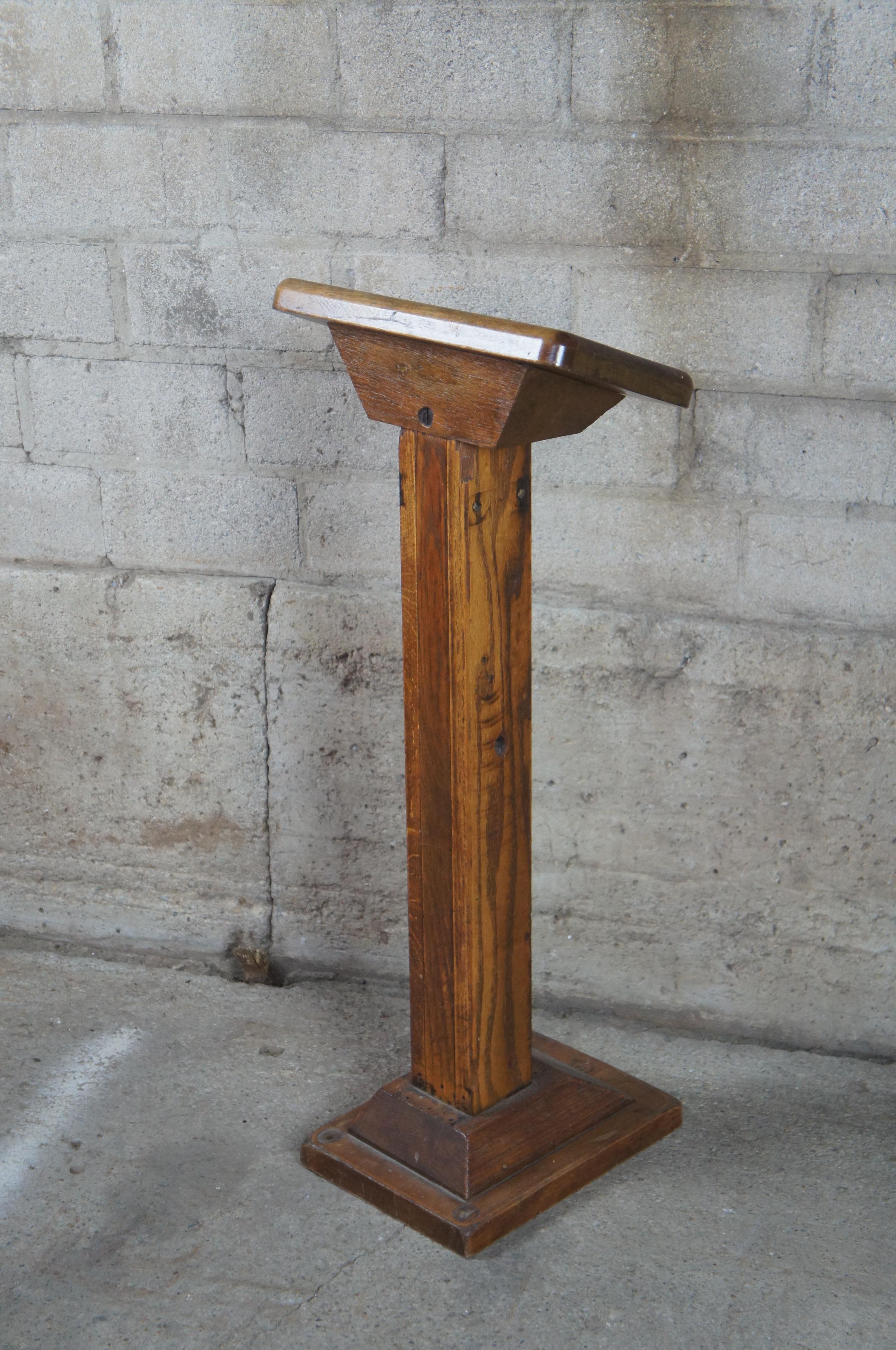 Diminutive Antique Early 20th Century Adjustable Oak Podium Lectern Music Stand 2