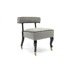 Antique Ebonized Slipper Chair on Castors, Late 19th Century