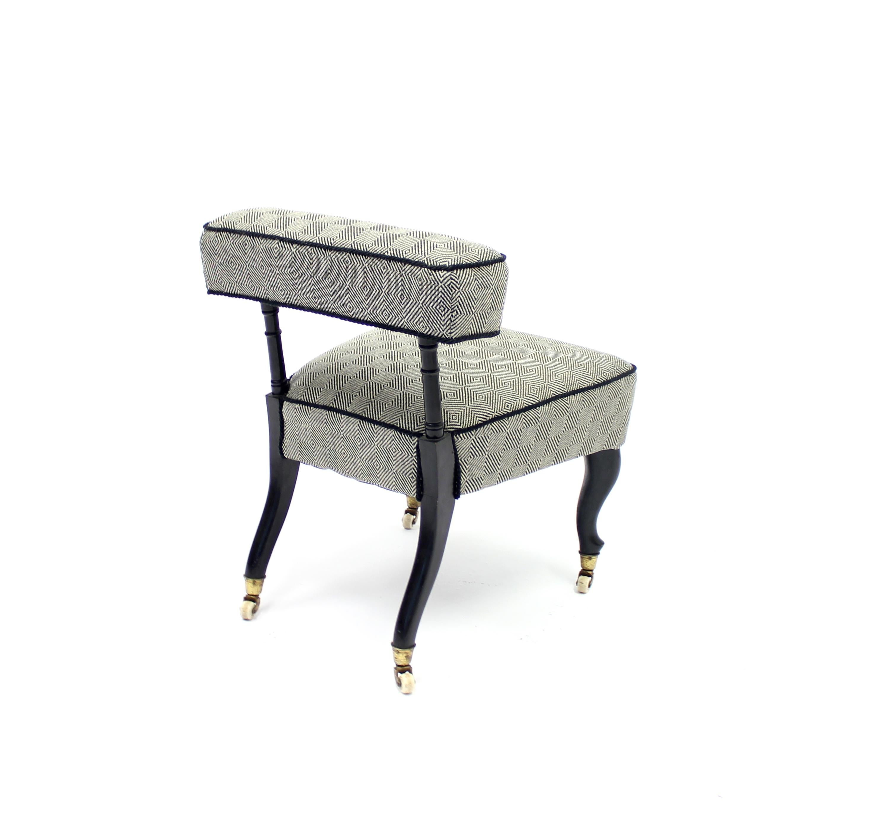Brass Antique Ebonized Reading Chair on Castors, Late 19th Century For Sale