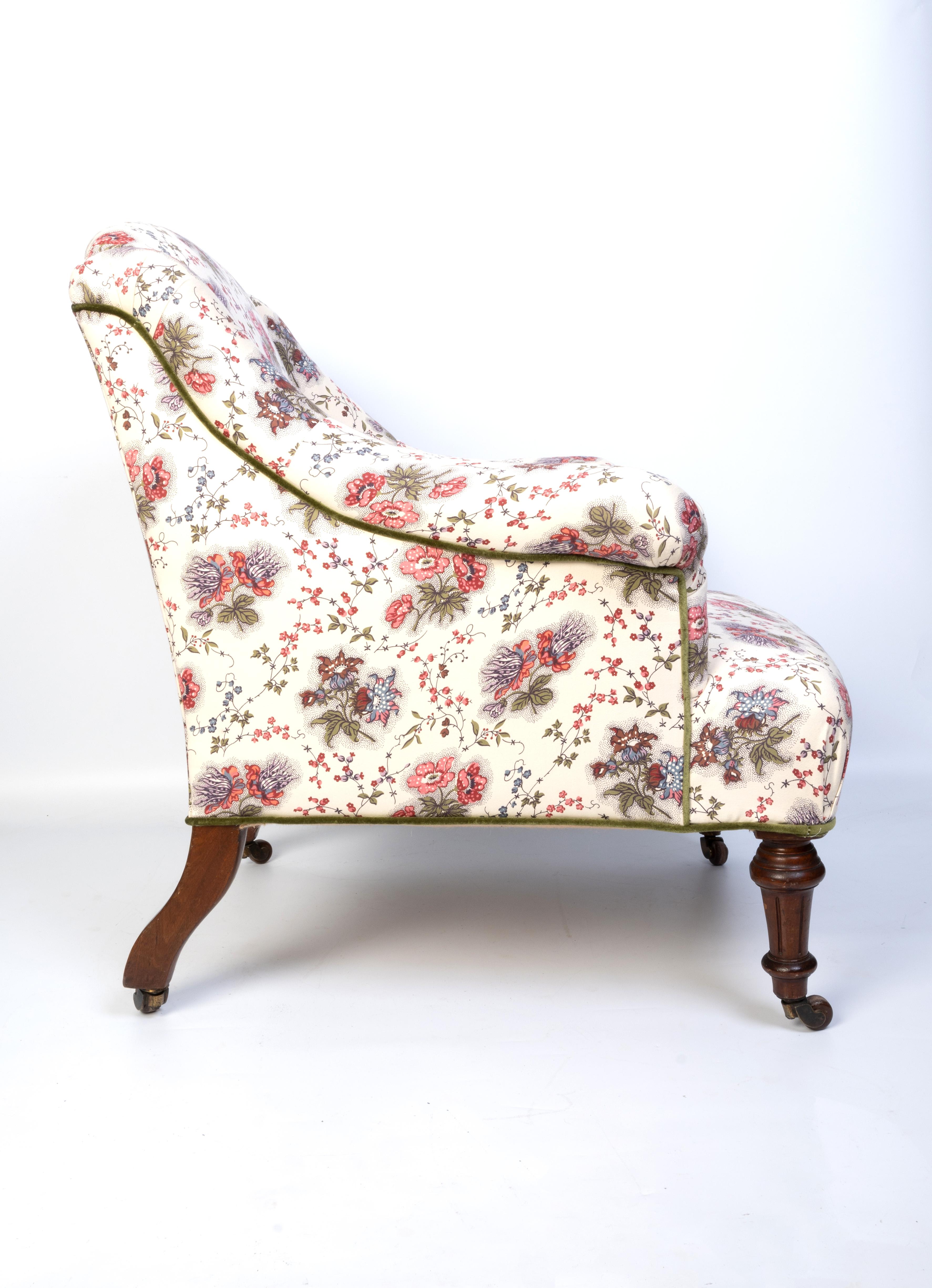 Cotone Diminutive Antique English 19th Century Upholstered Armchair C.1820 in vendita