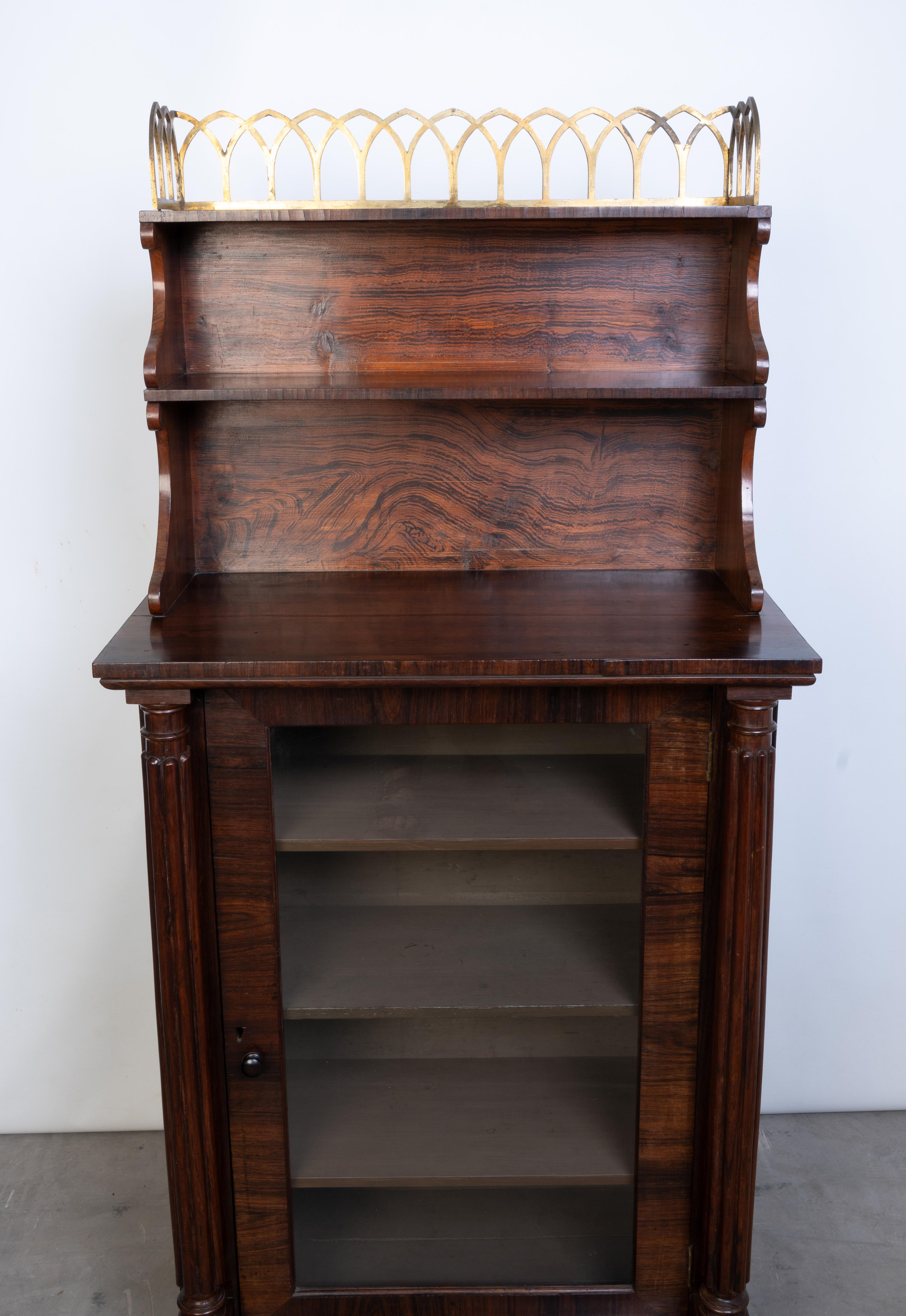 Diminutive Antique English Regency Gilt Brass & Rosewood Side Cabinet C.1820 For Sale 10
