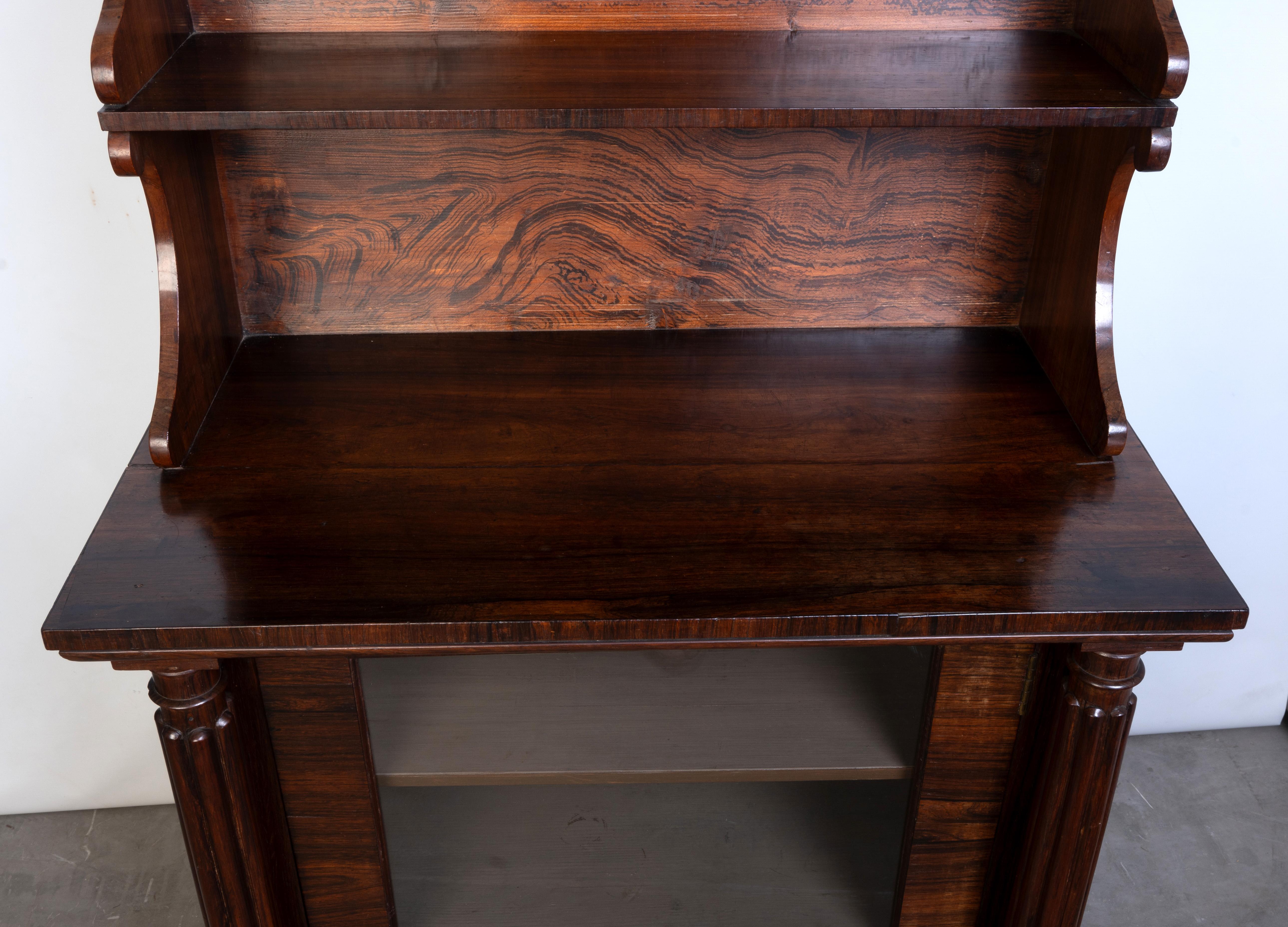 Diminutive Antique English Regency Gilt Brass & Rosewood Side Cabinet C.1820 In Good Condition For Sale In London, GB