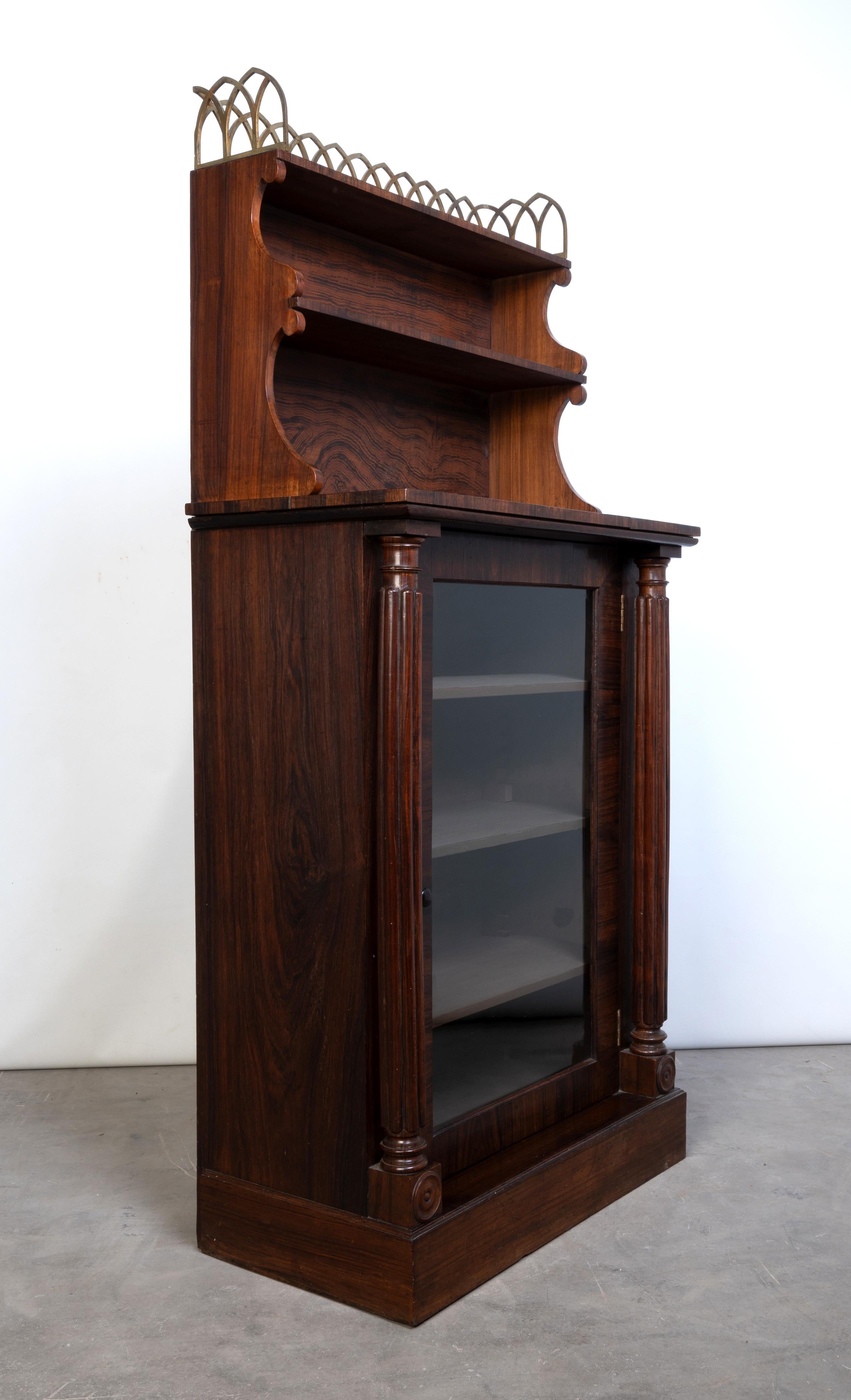 19th Century Diminutive Antique English Regency Gilt Brass & Rosewood Side Cabinet C.1820 For Sale