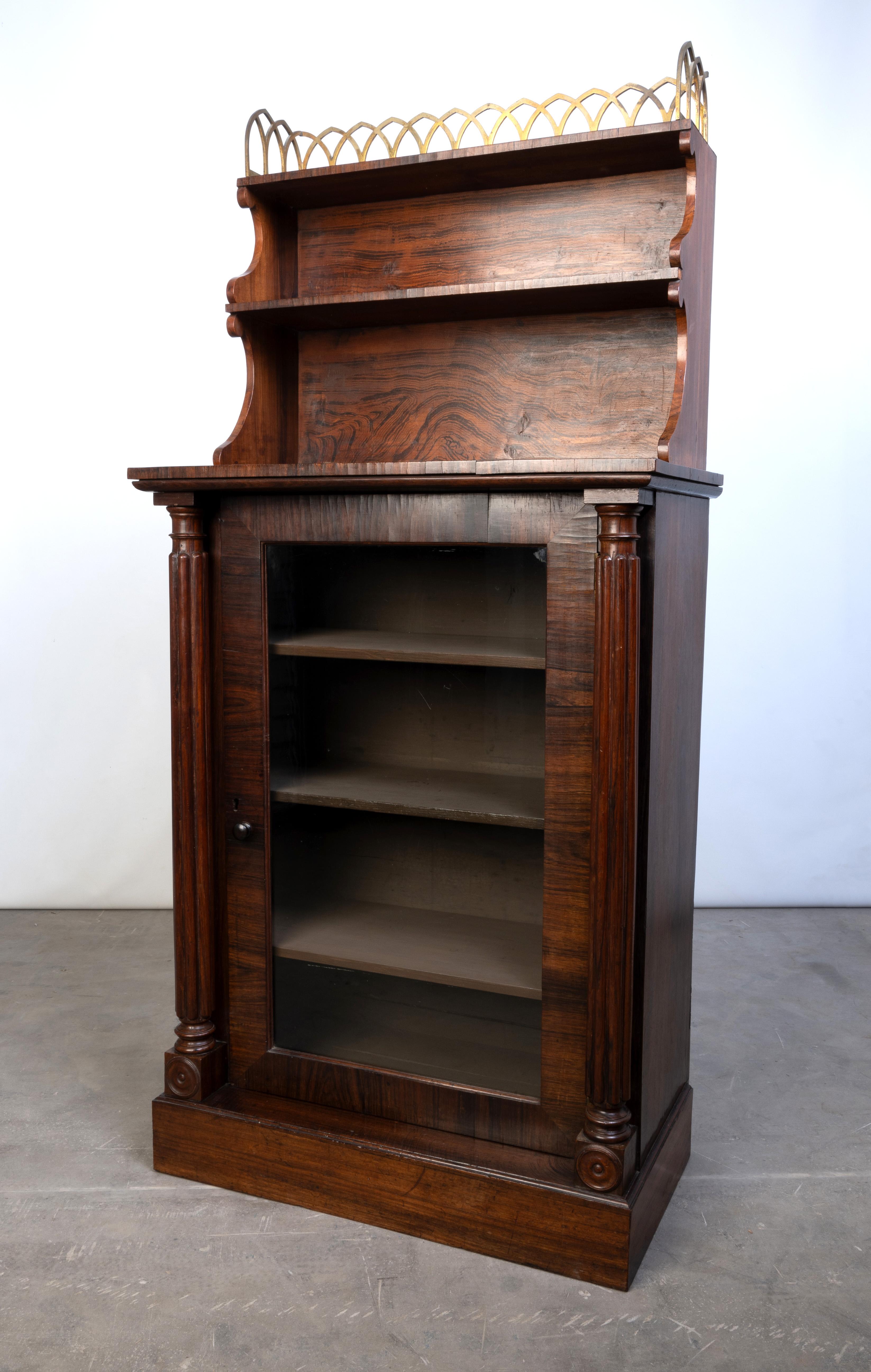 Diminutive Antique English Regency Gilt Brass & Rosewood Side Cabinet C.1820 For Sale 3
