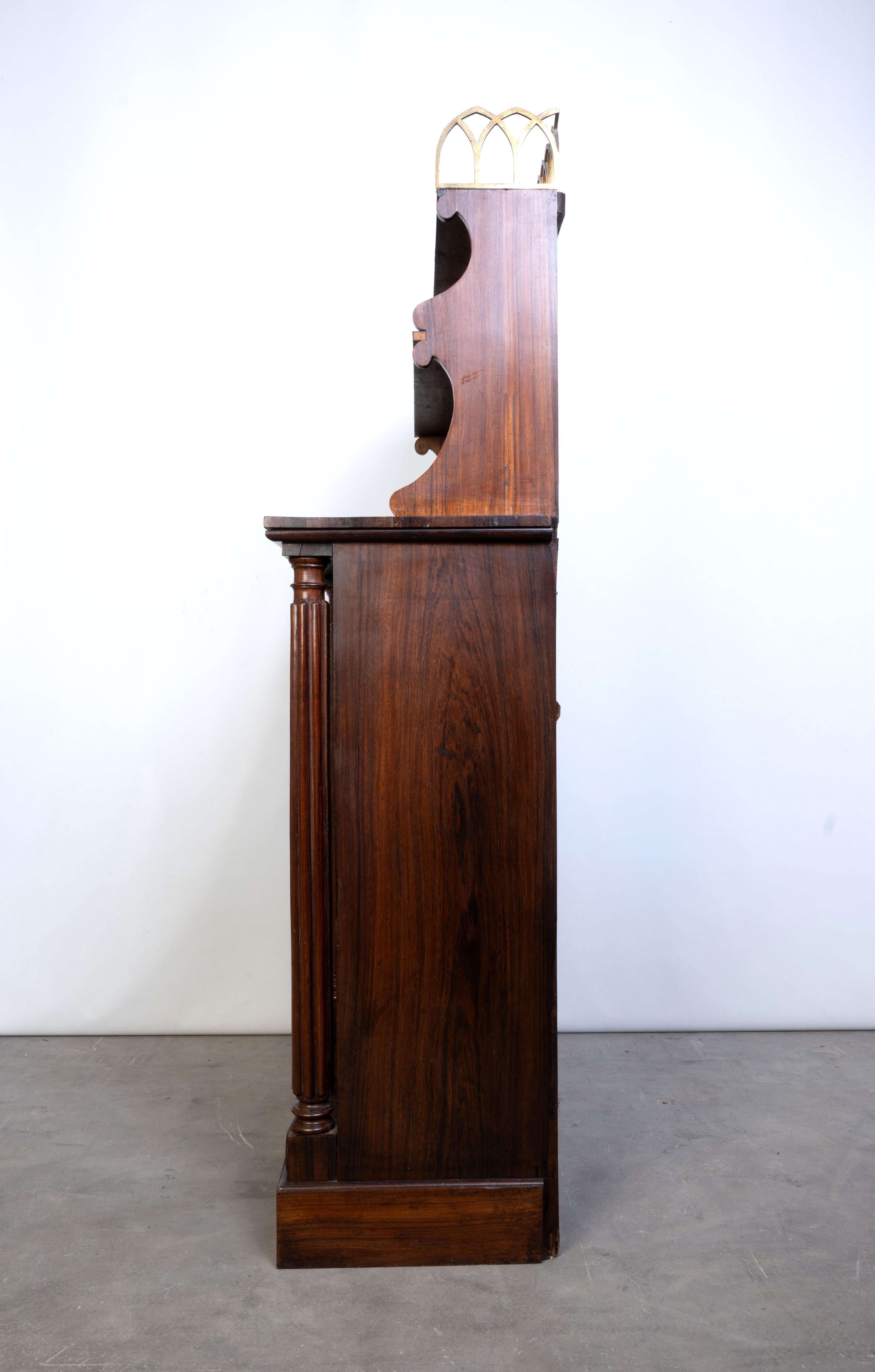 Diminutive Antique English Regency Gilt Brass & Rosewood Side Cabinet C.1820 For Sale 5