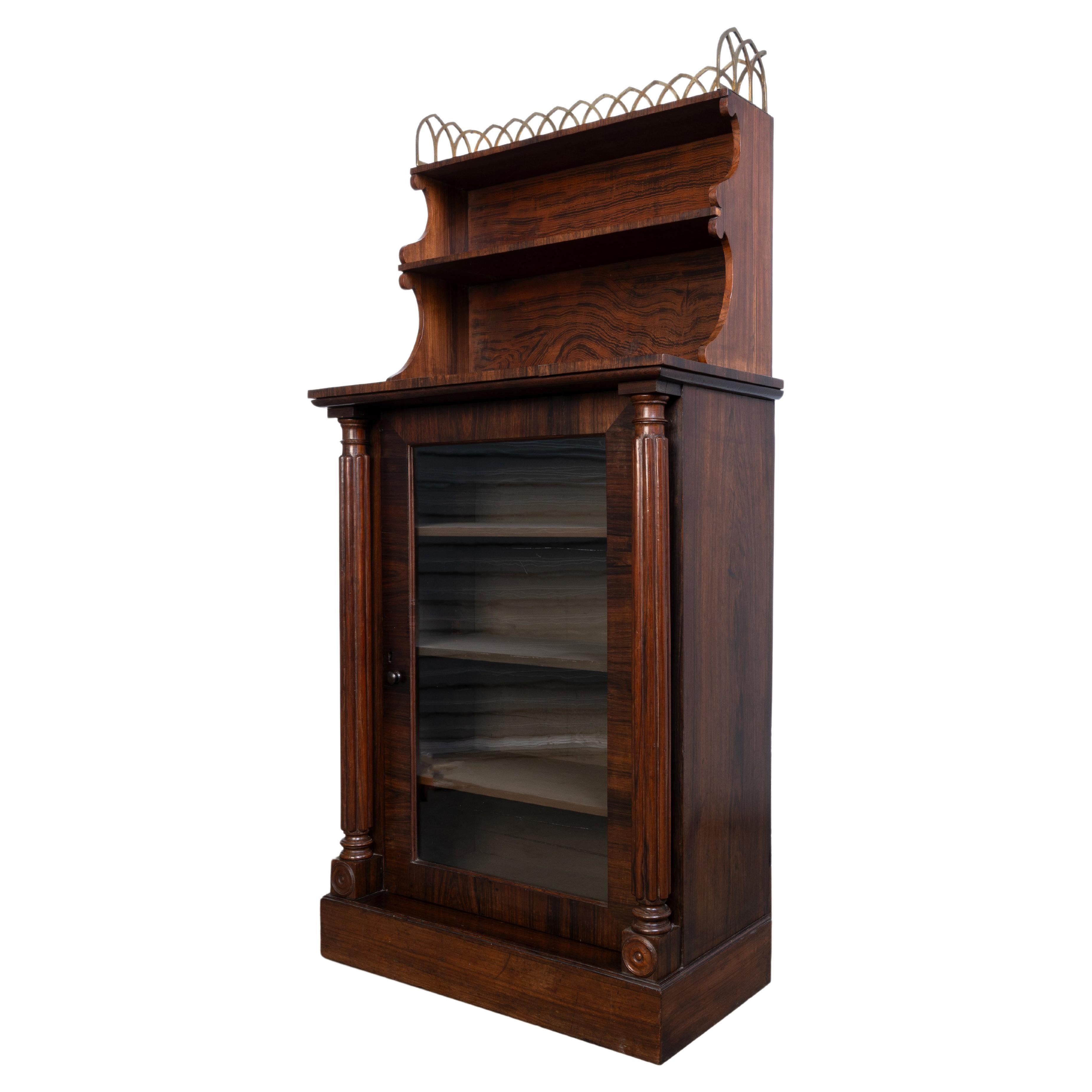 Diminutive Antique English Regency Gilt Brass & Rosewood Side Cabinet C.1820 For Sale