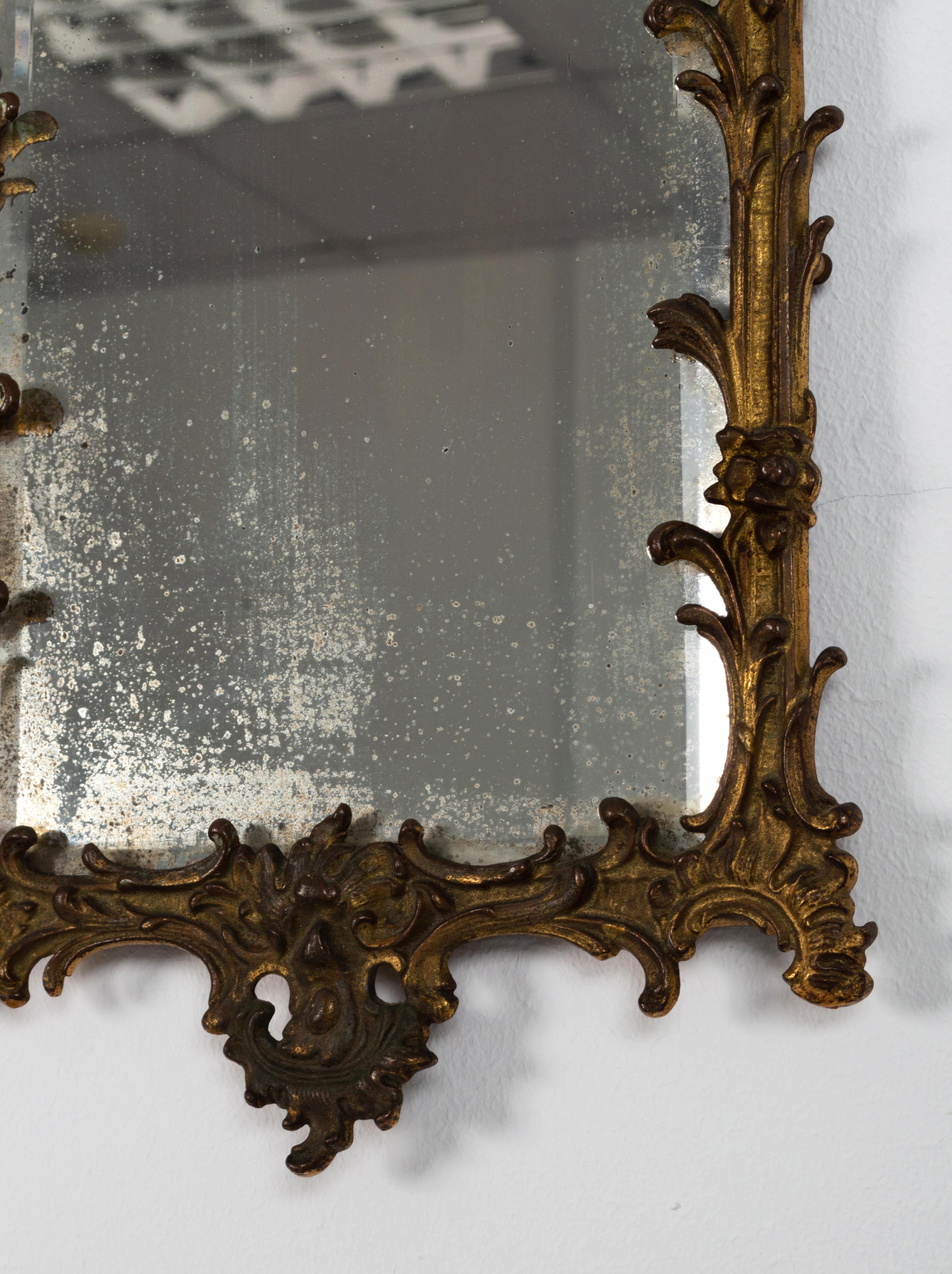 Rococo Diminutive Antique French 19th Century Gilt Mirror For Sale