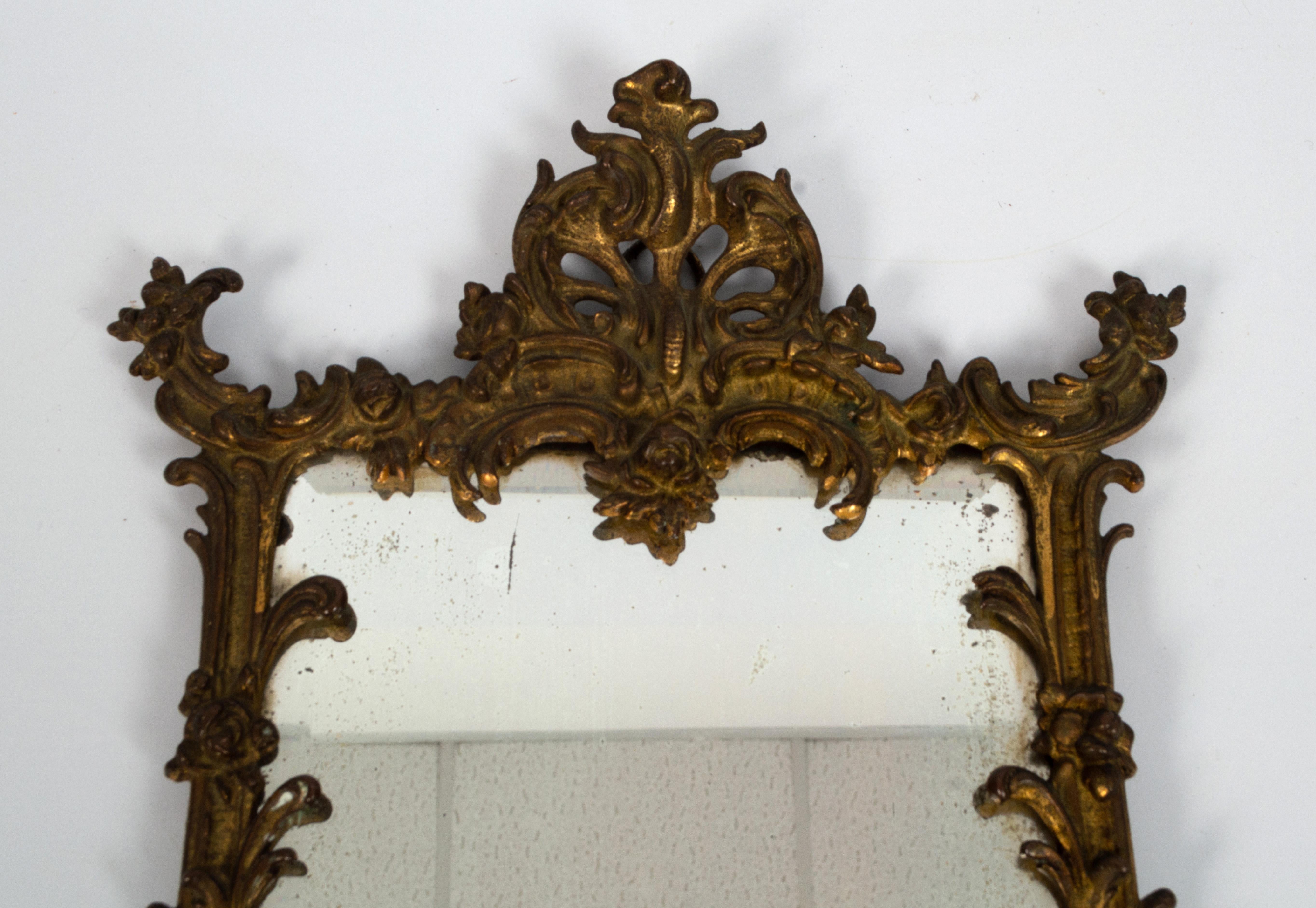 Brass Diminutive Antique French 19th Century Gilt Mirror For Sale