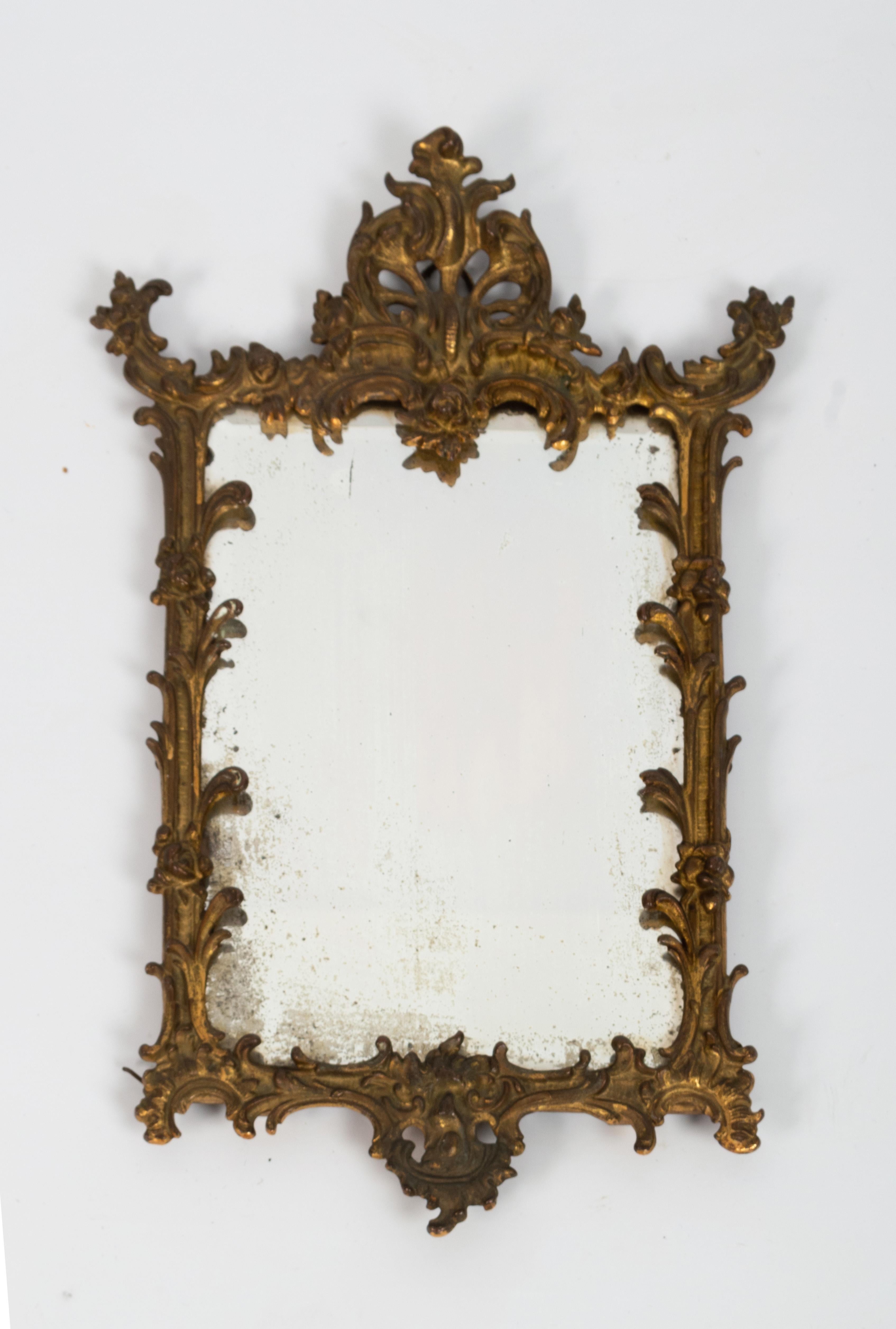 Diminutive Antique French 19th Century Gilt Mirror For Sale 2