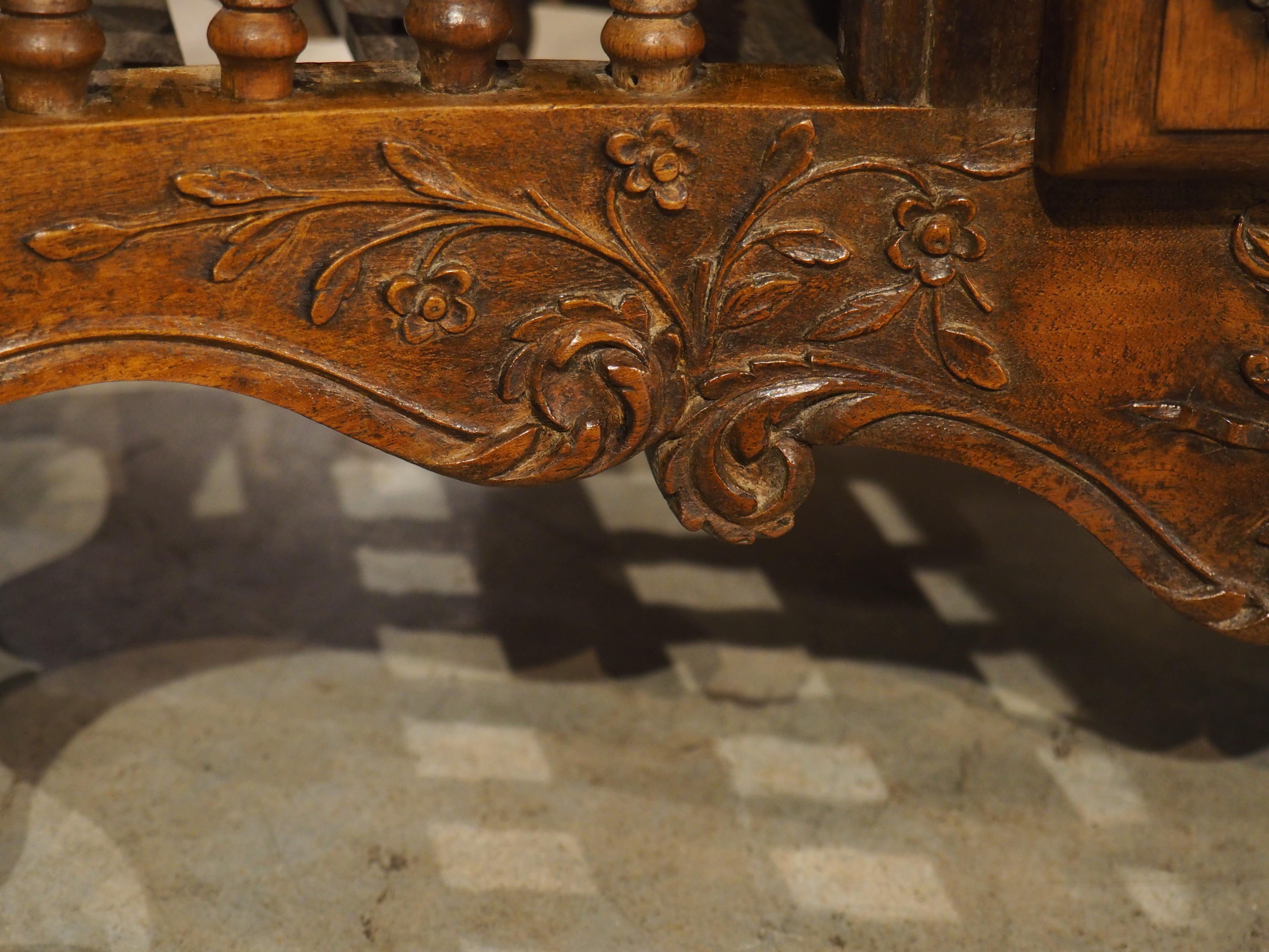 Diminutive Antique French Walnut Panetière with Double Coat of Arms, Dated 1839 5