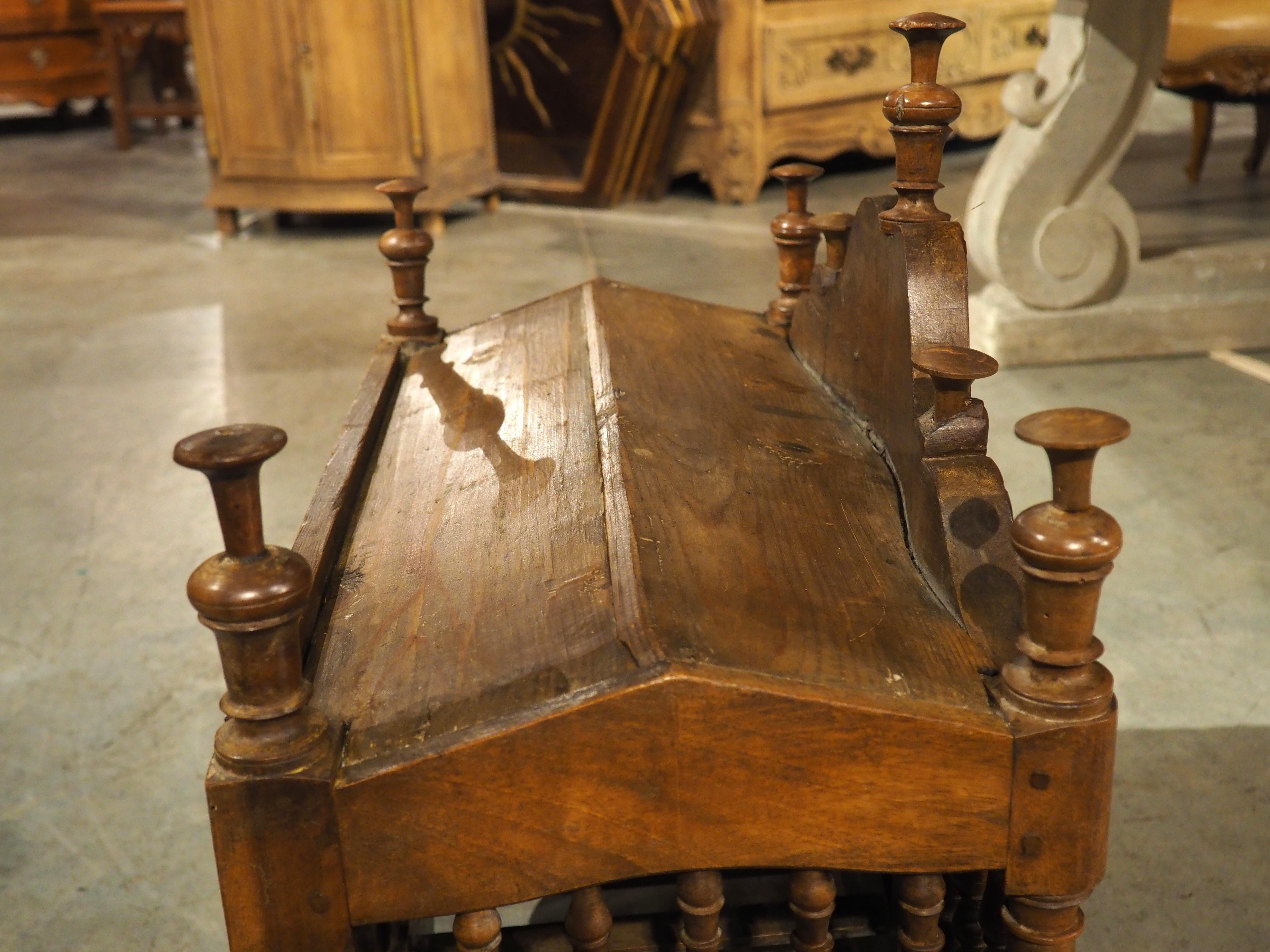 Diminutive Antique French Walnut Panetière with Double Coat of Arms, Dated 1839 10