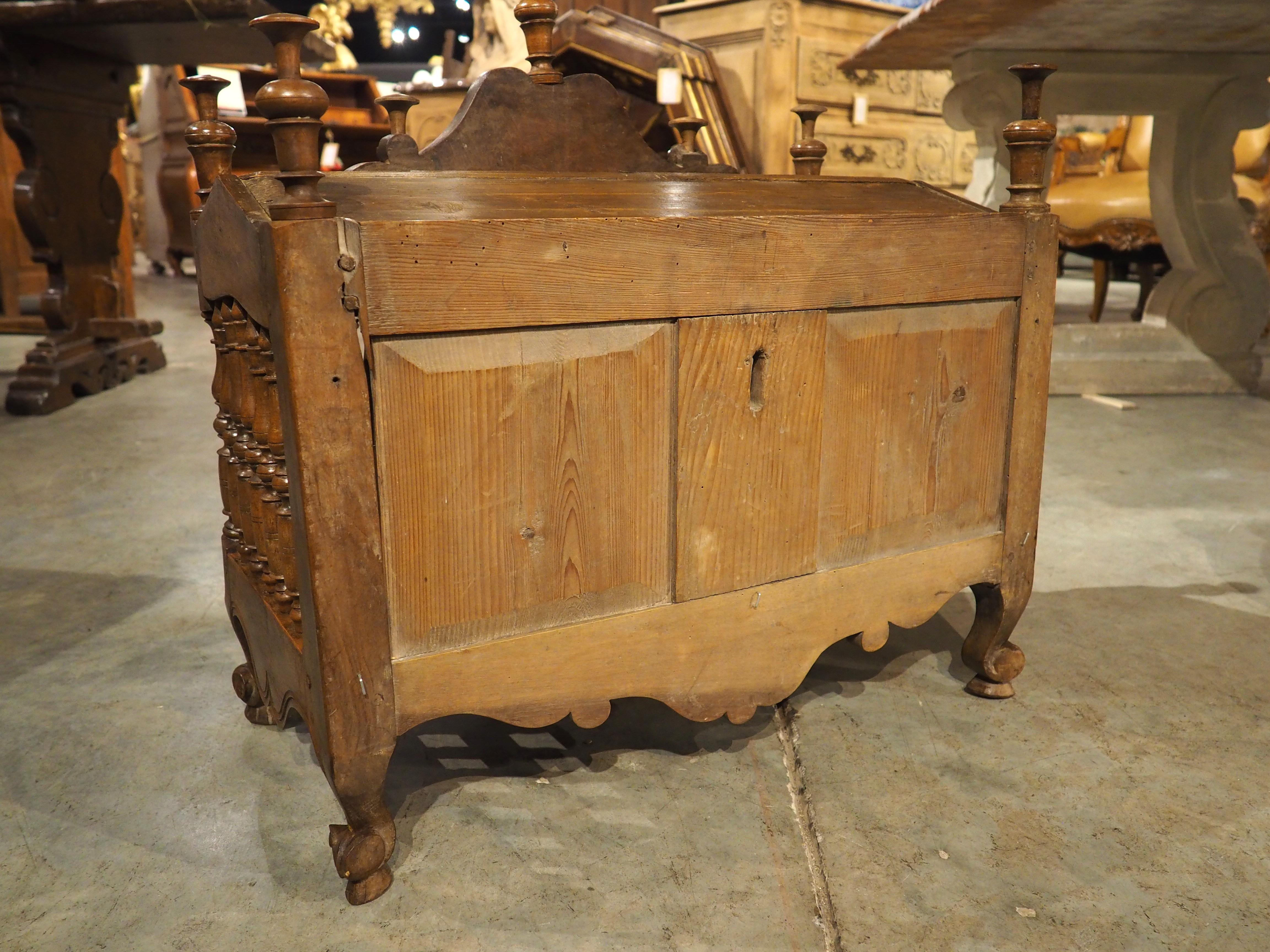 Diminutive Antique French Walnut Panetière with Double Coat of Arms, Dated 1839 12