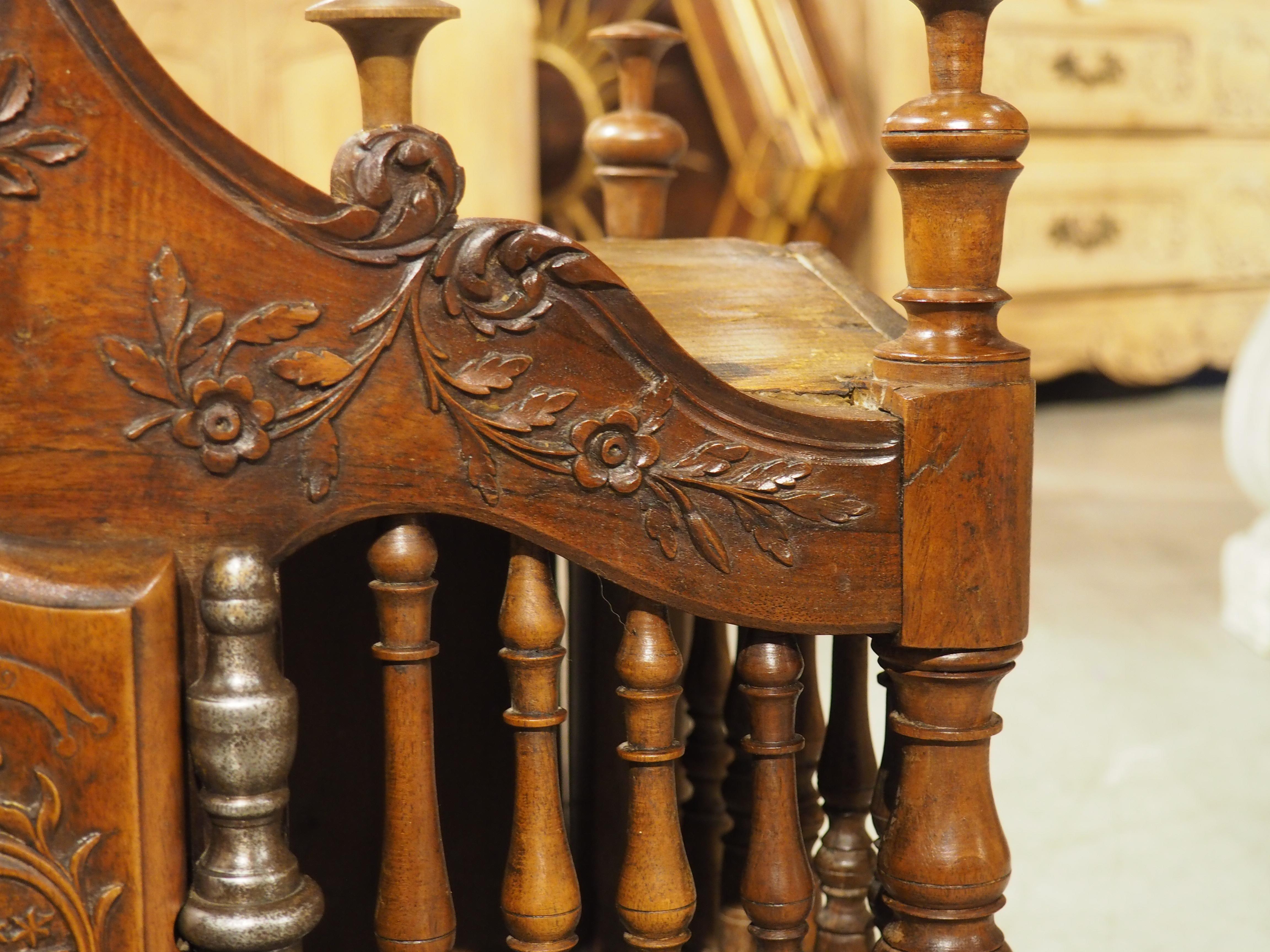 Diminutive Antique French Walnut Panetière with Double Coat of Arms, Dated 1839 1