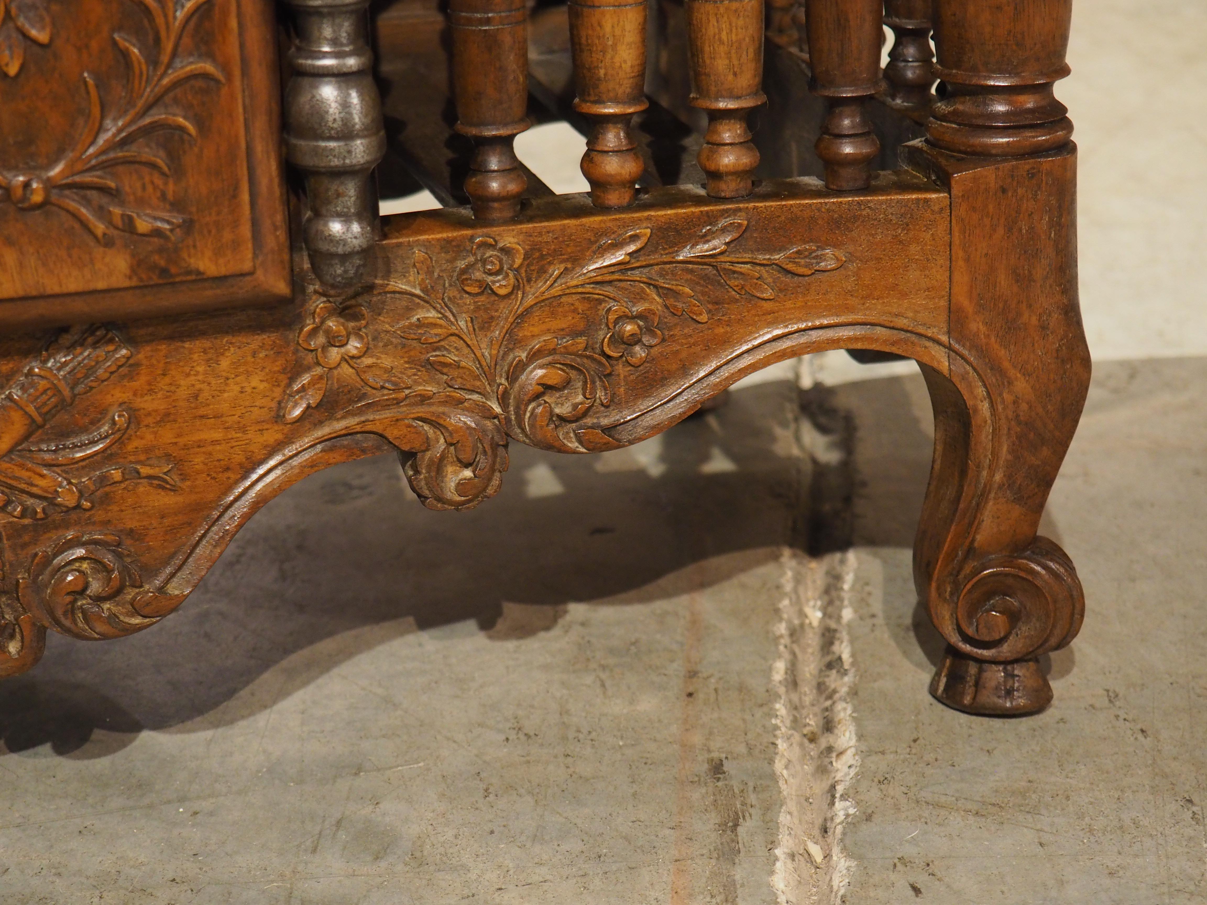 Diminutive Antique French Walnut Panetière with Double Coat of Arms, Dated 1839 3
