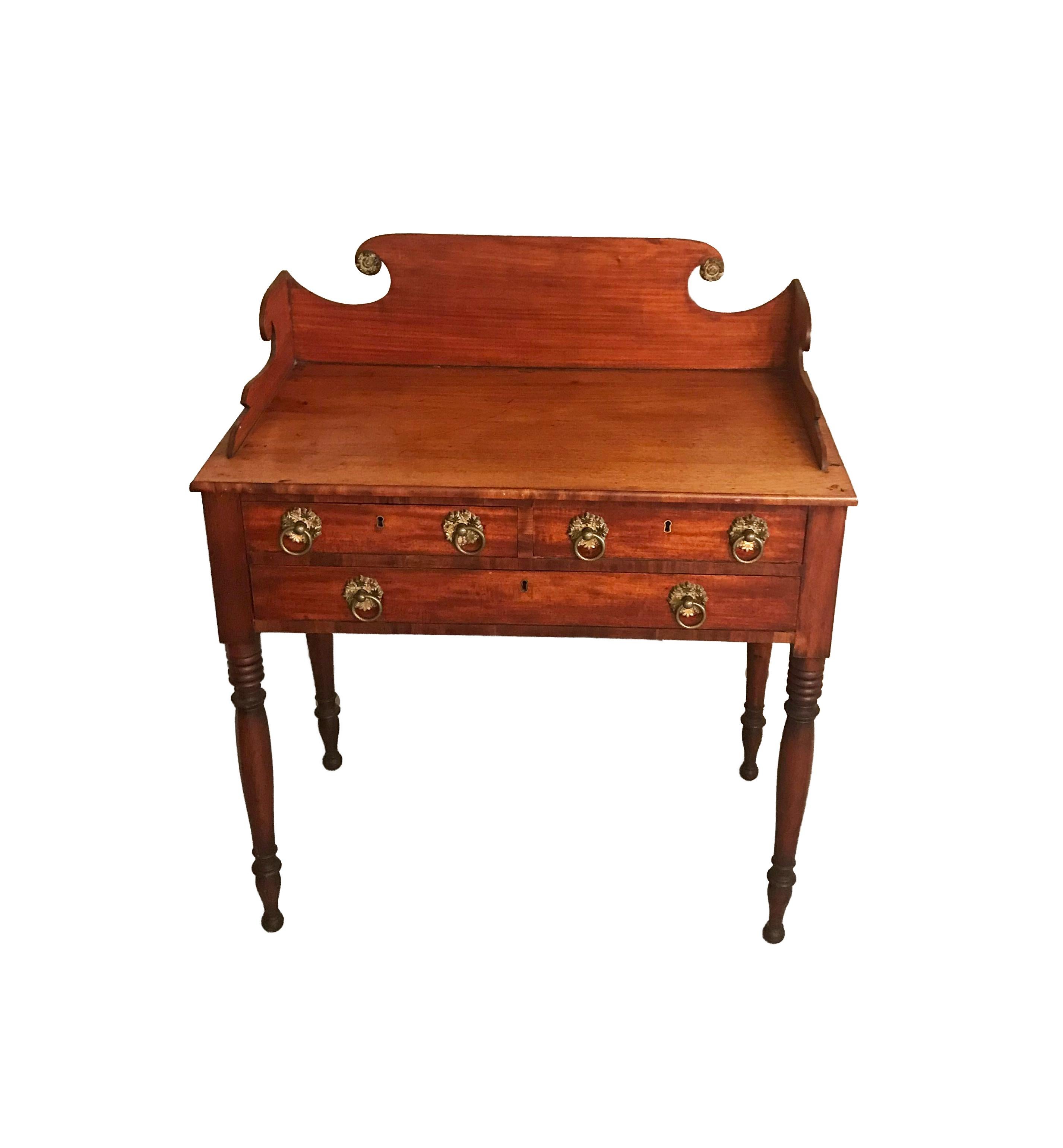 Turned Diminutive Antique Mahogany Serving Table For Sale