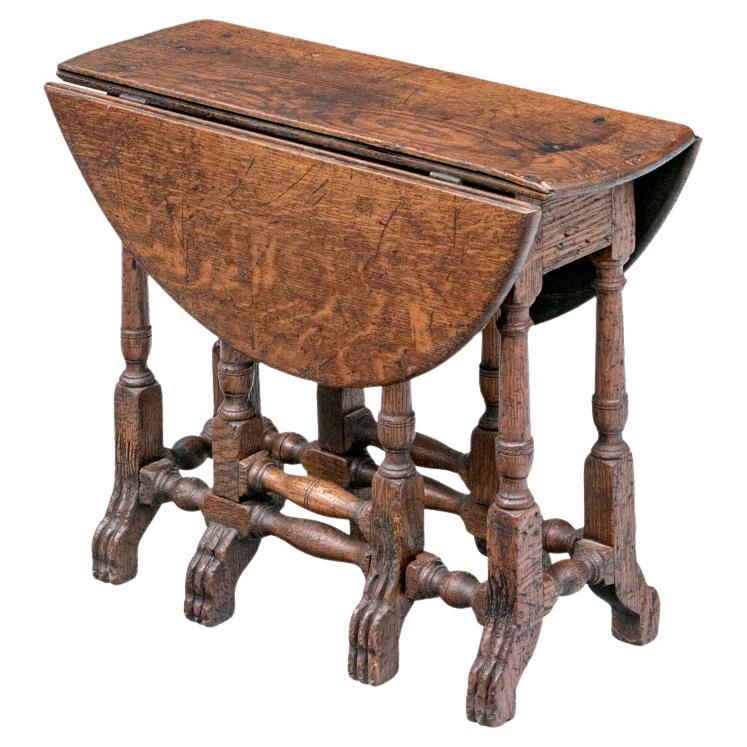 Diminutive Antique Oak Antique Gate Leg Tavern Table