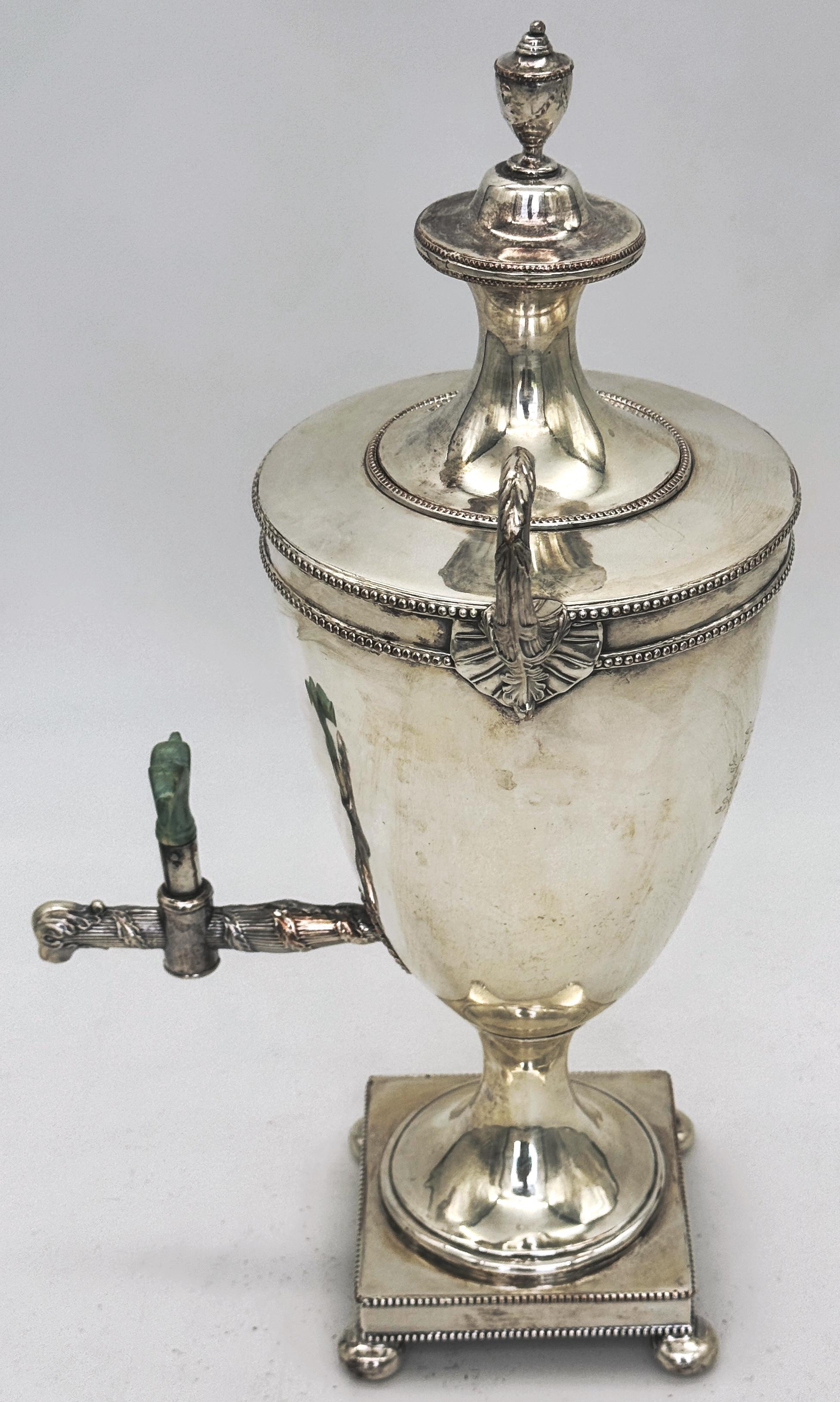 English Diminutive Antique Sheffield Plate Armorial Tea/Cider Urn, Style Matthew Boulton For Sale