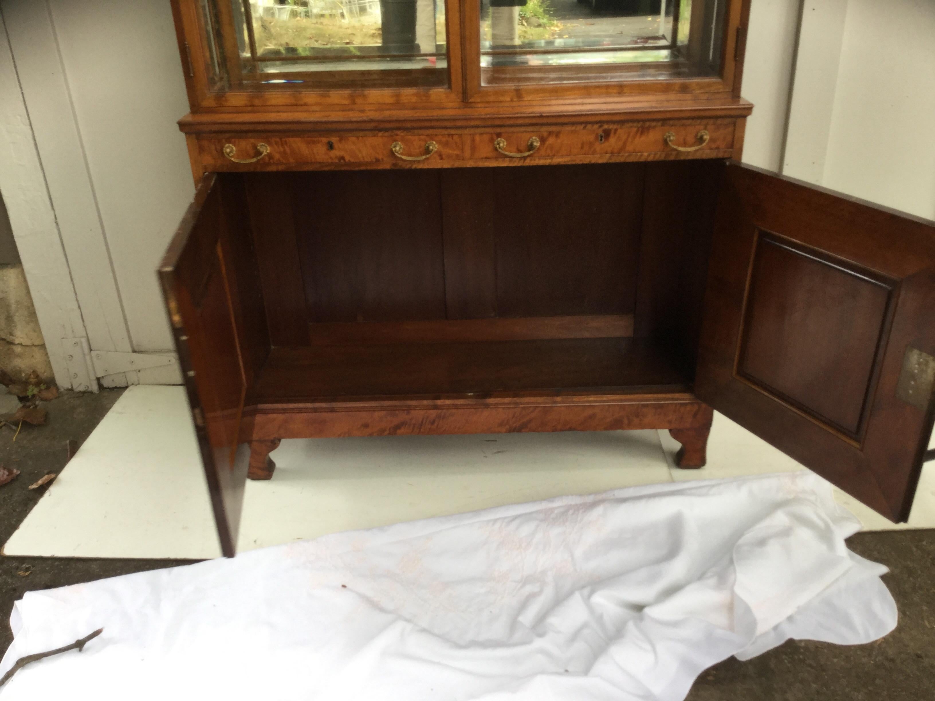 Diminutive Biedermeier Cabinet with Beveled Glass In Excellent Condition In Lambertville, NJ