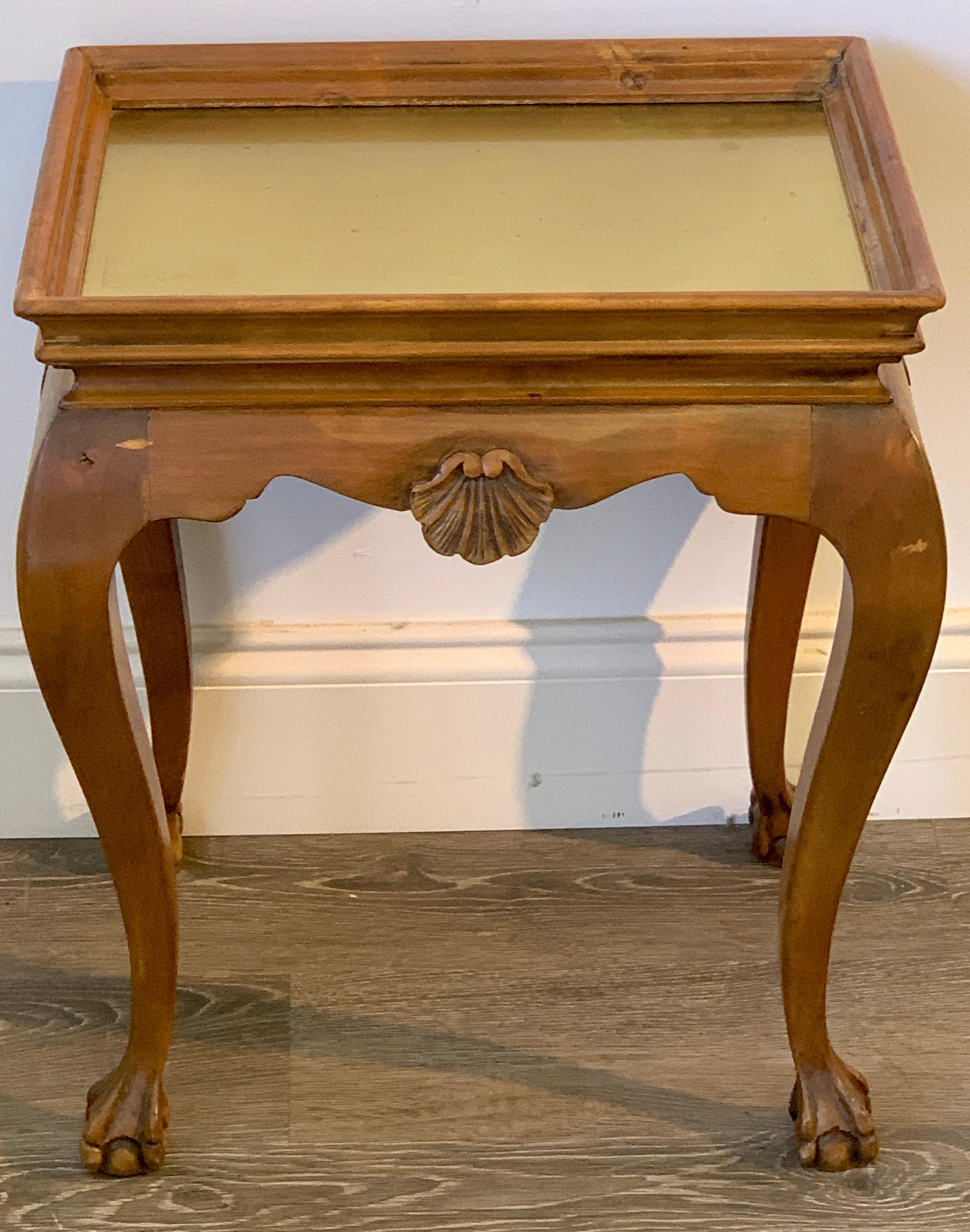 Diminutive bleached wood & brass side table, of rectangular form with gallery edge with inset 14.5