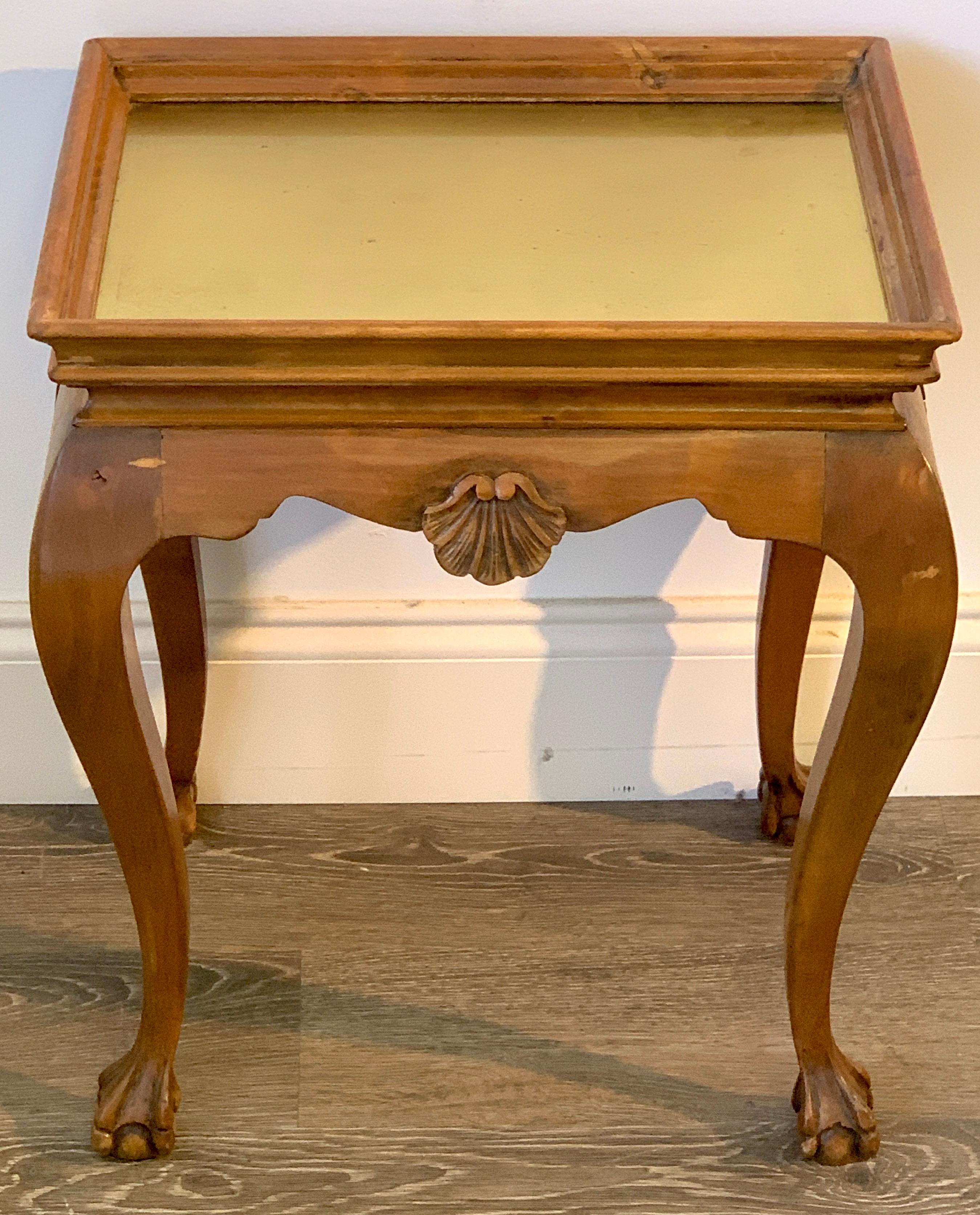 Neoclassical Diminutive Bleached Wood & Brass Side Table For Sale
