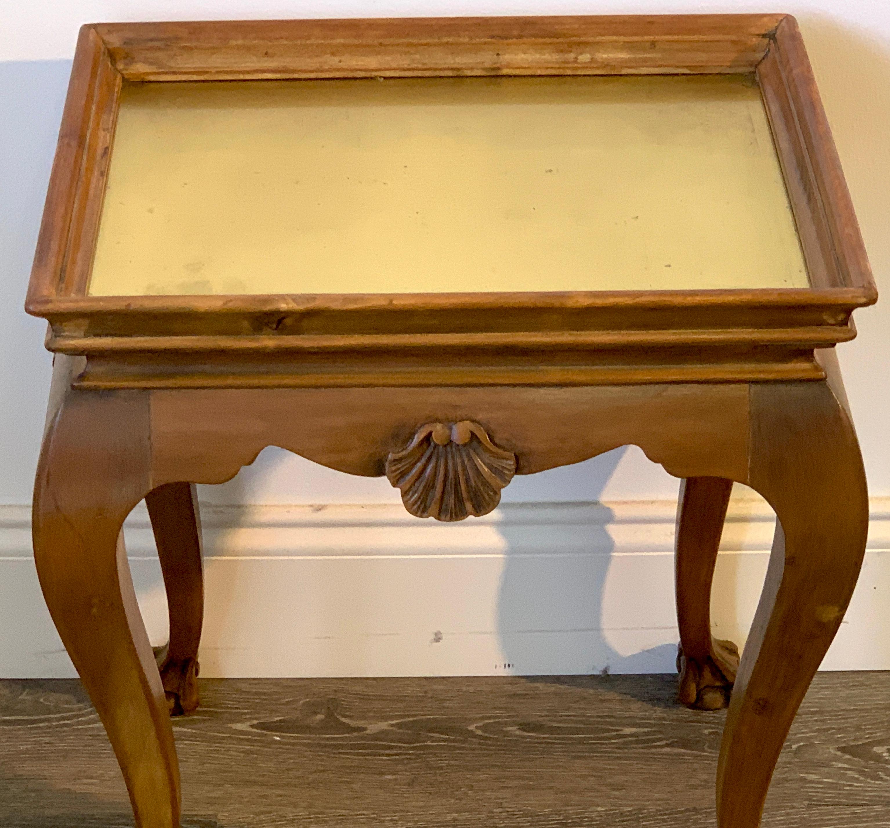 Spanish Diminutive Bleached Wood & Brass Side Table For Sale