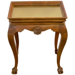 Vintage Diminutive Bleached Wood & Brass Side Table