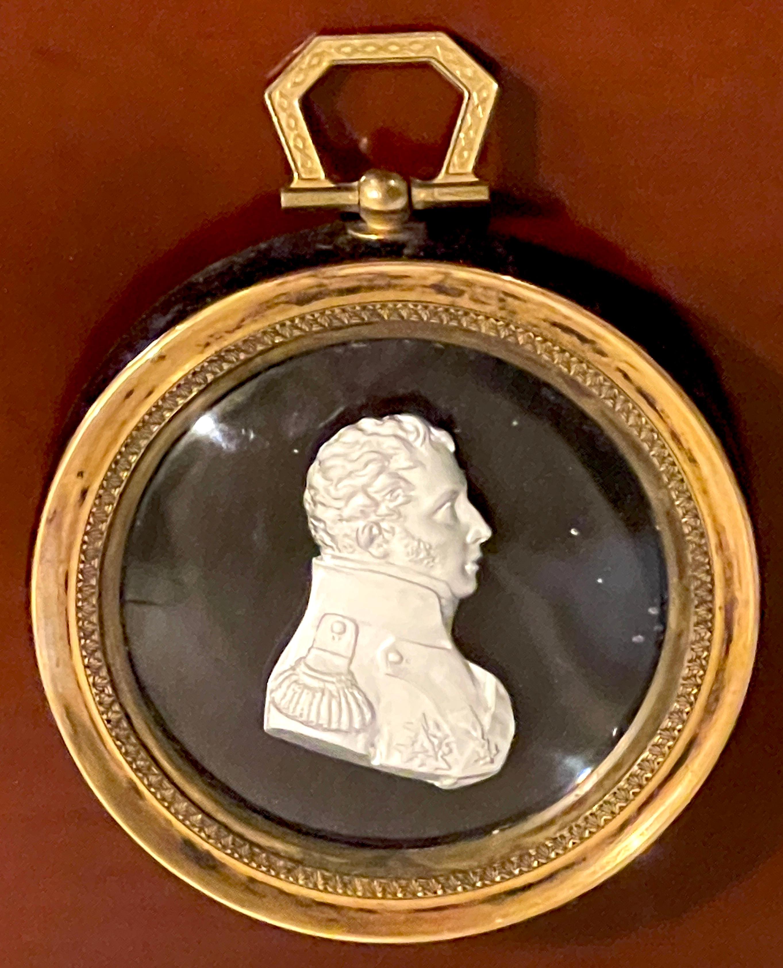 Diminutive Brass Framed Sulphide Portrait Bust of Charles X 2