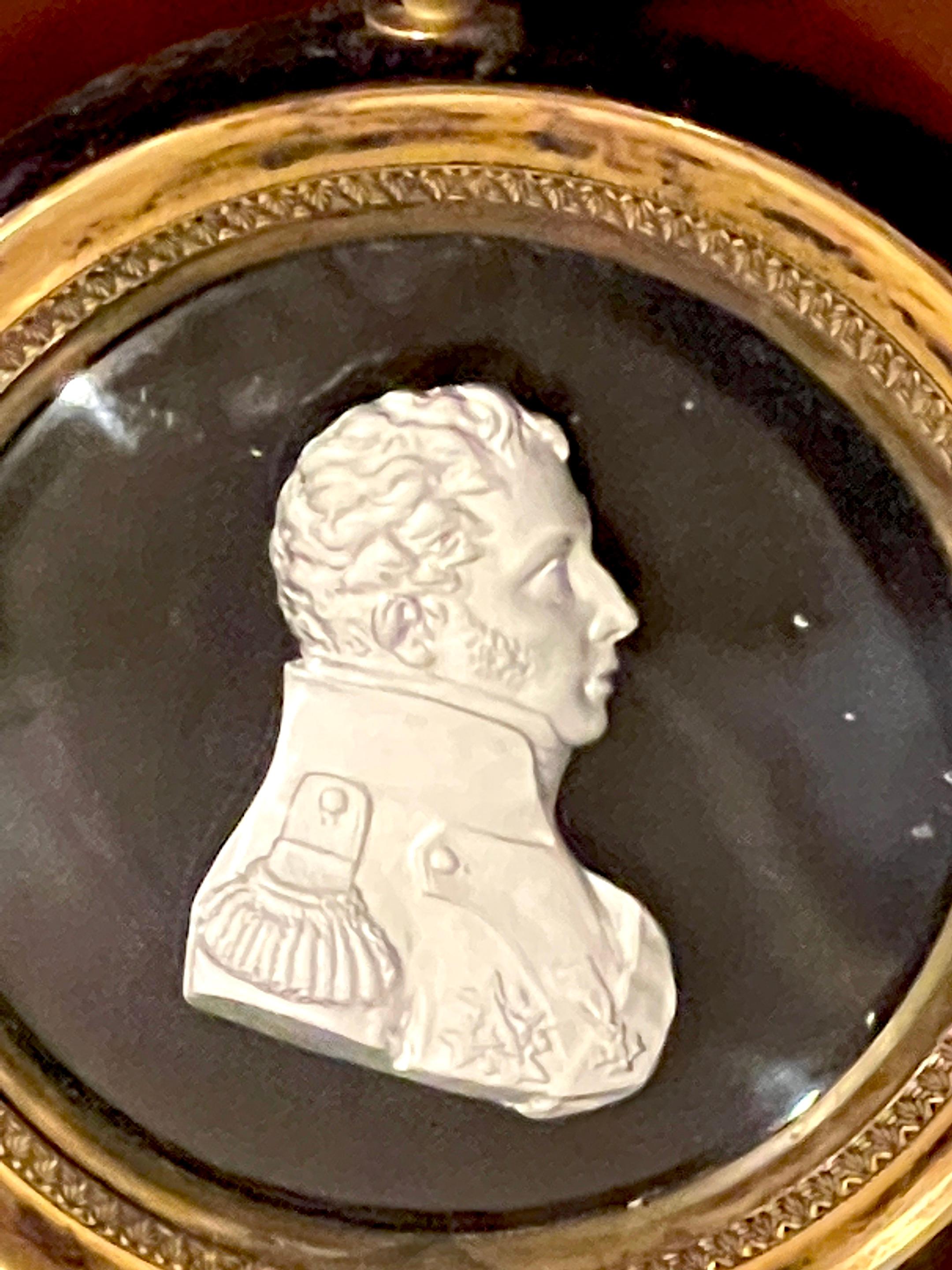 Diminutive Brass Framed Sulphide Portrait Bust of Charles X 3