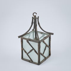 Diminutive Bronze Faux Bamboo Pagoda Lantern