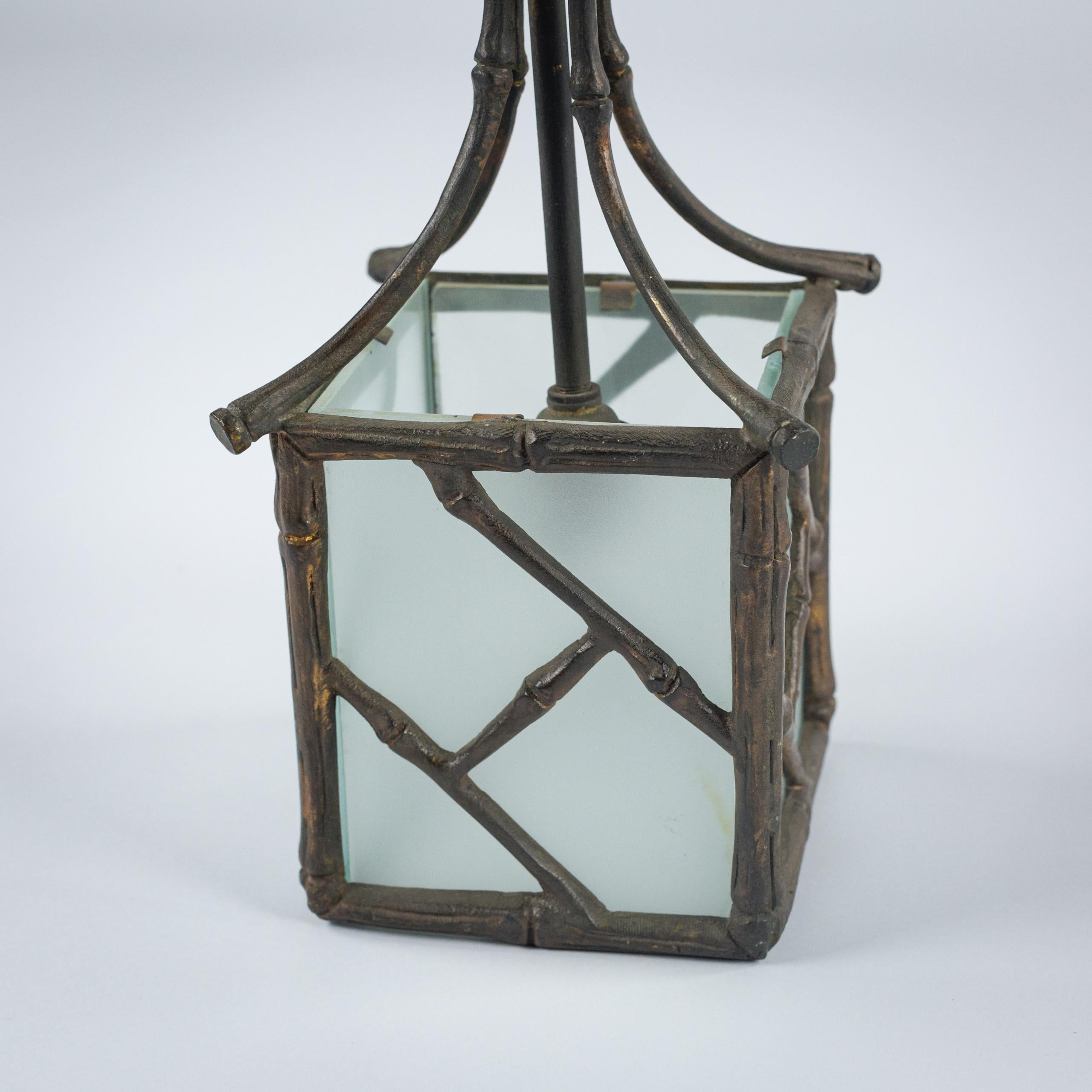 20th Century Diminutive Bronze Faux Bamboo Pagoda Lantern
