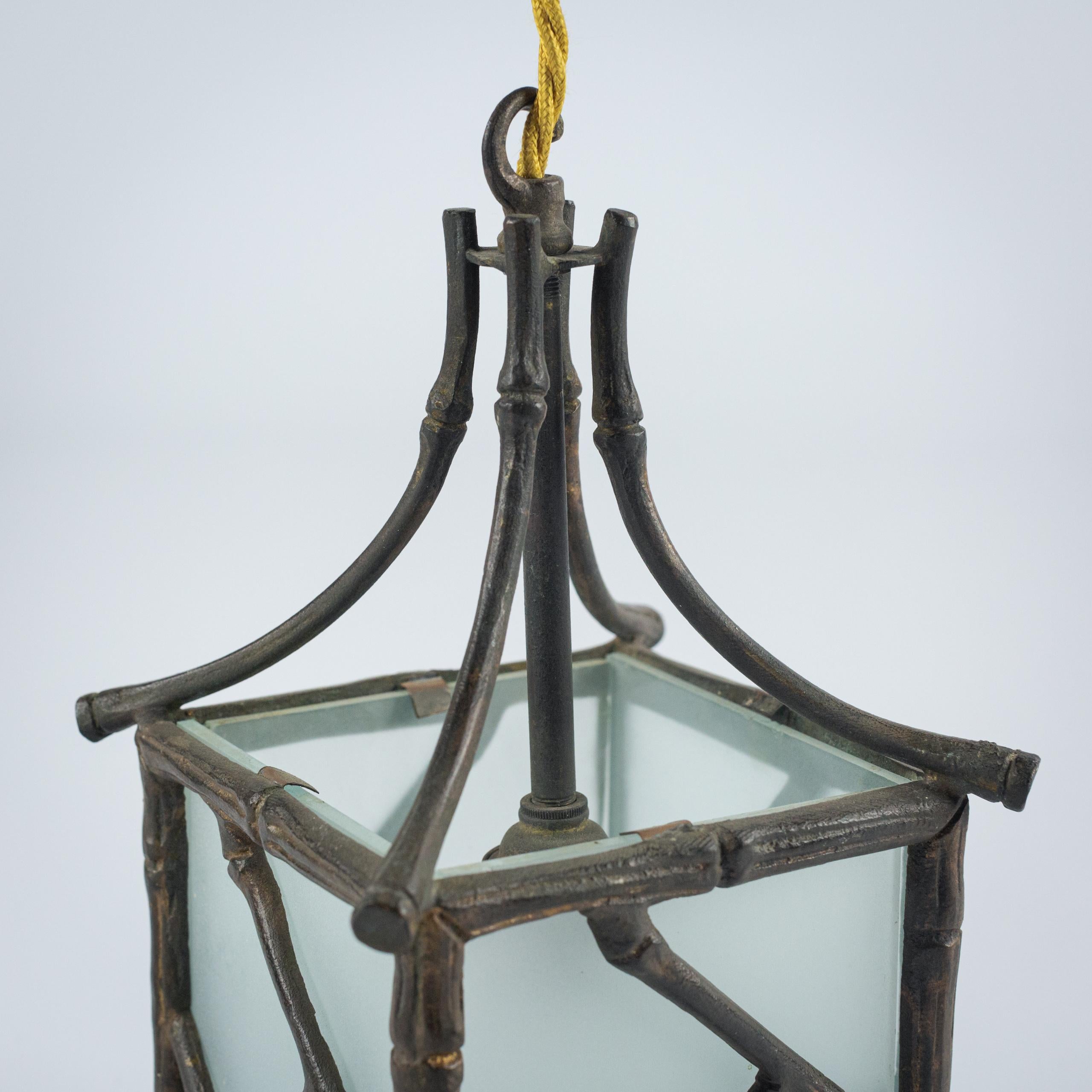 Diminutive Bronze Faux Bamboo Pagoda Lantern 2
