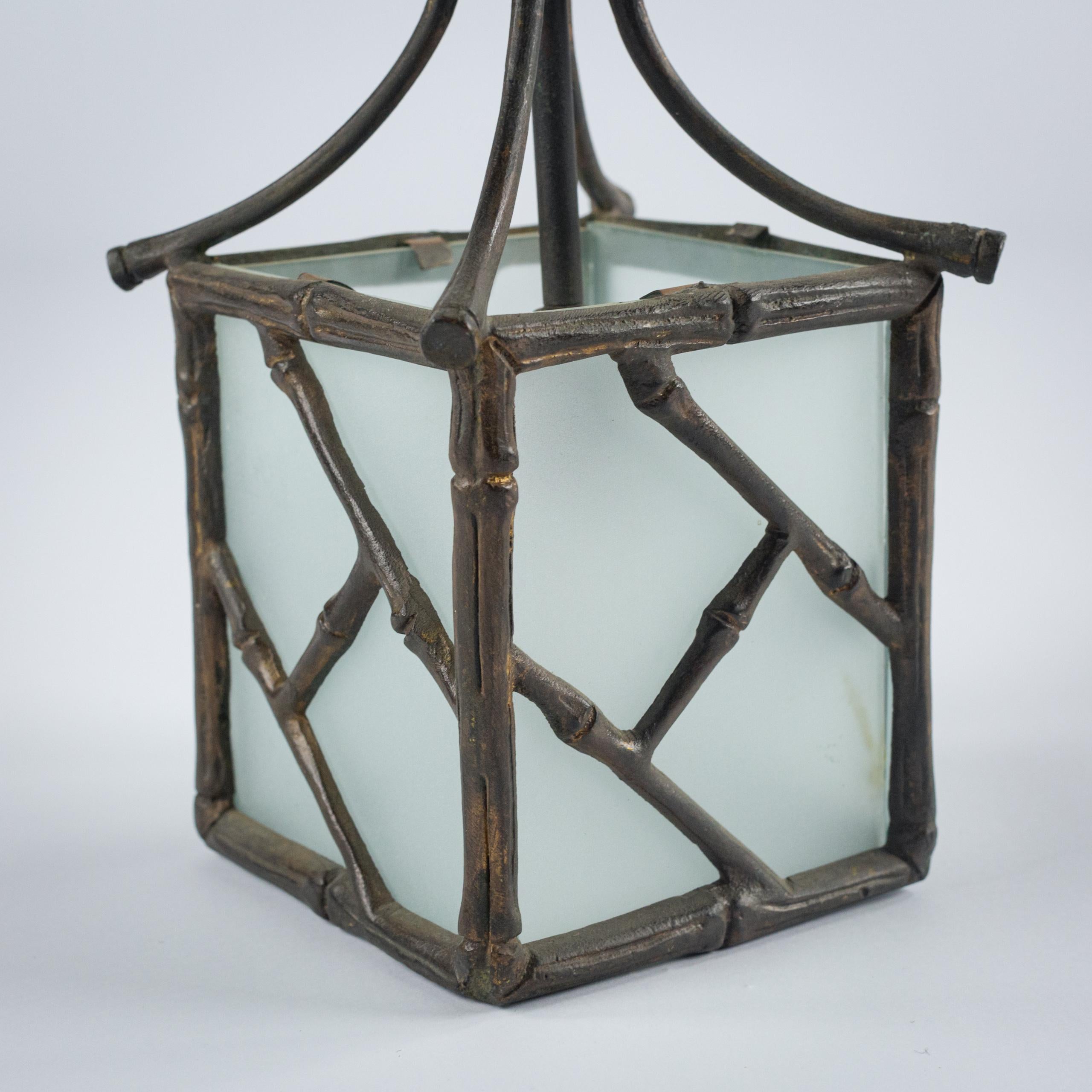 Diminutive Bronze Faux Bamboo Pagoda Lantern 4