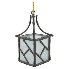 Diminutive Bronze Faux Bamboo Pagoda Lantern
