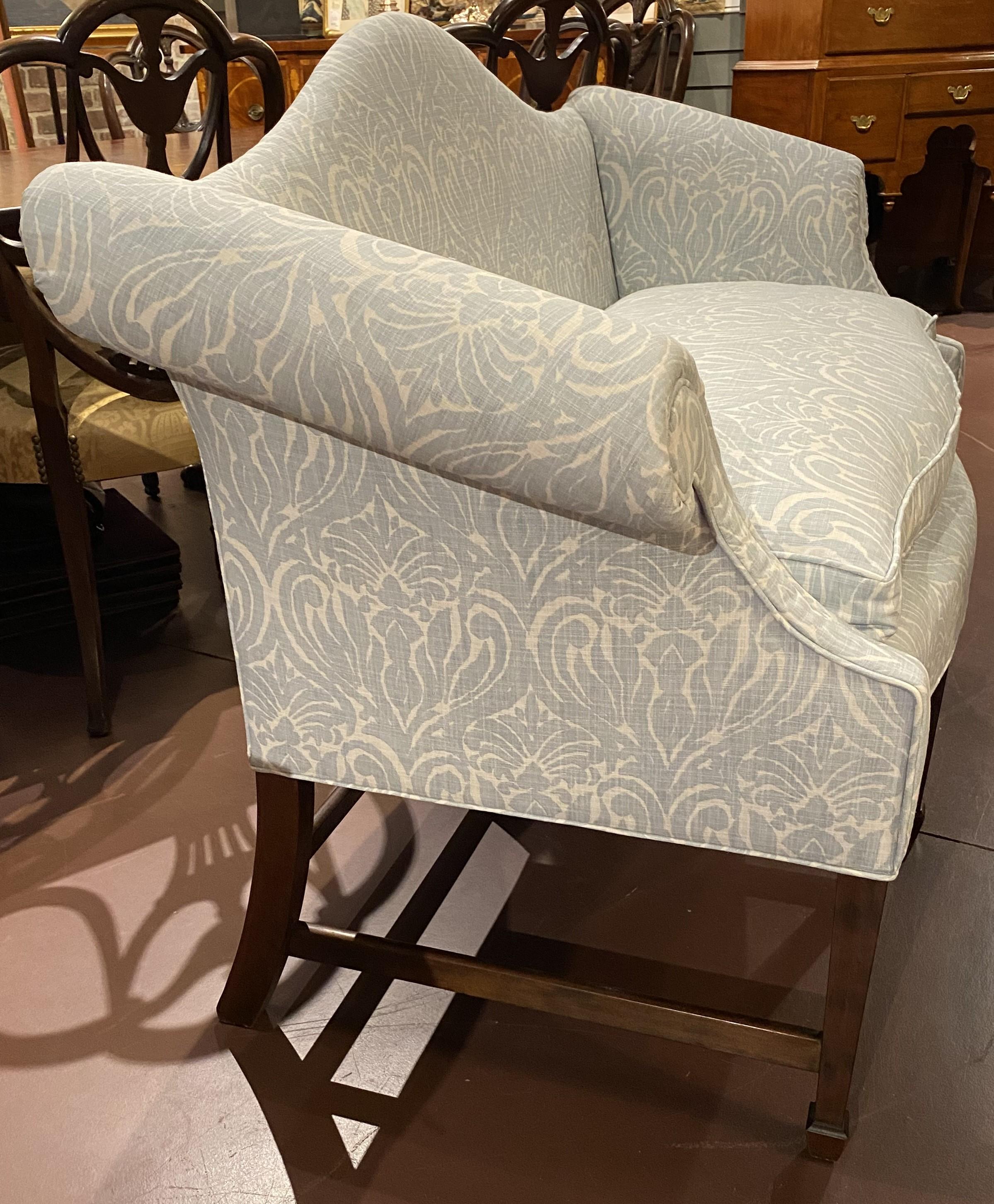 Hand-Carved Diminutive Chippendale Style Mahogany Settee by Jeffrey Greene, Newport RI